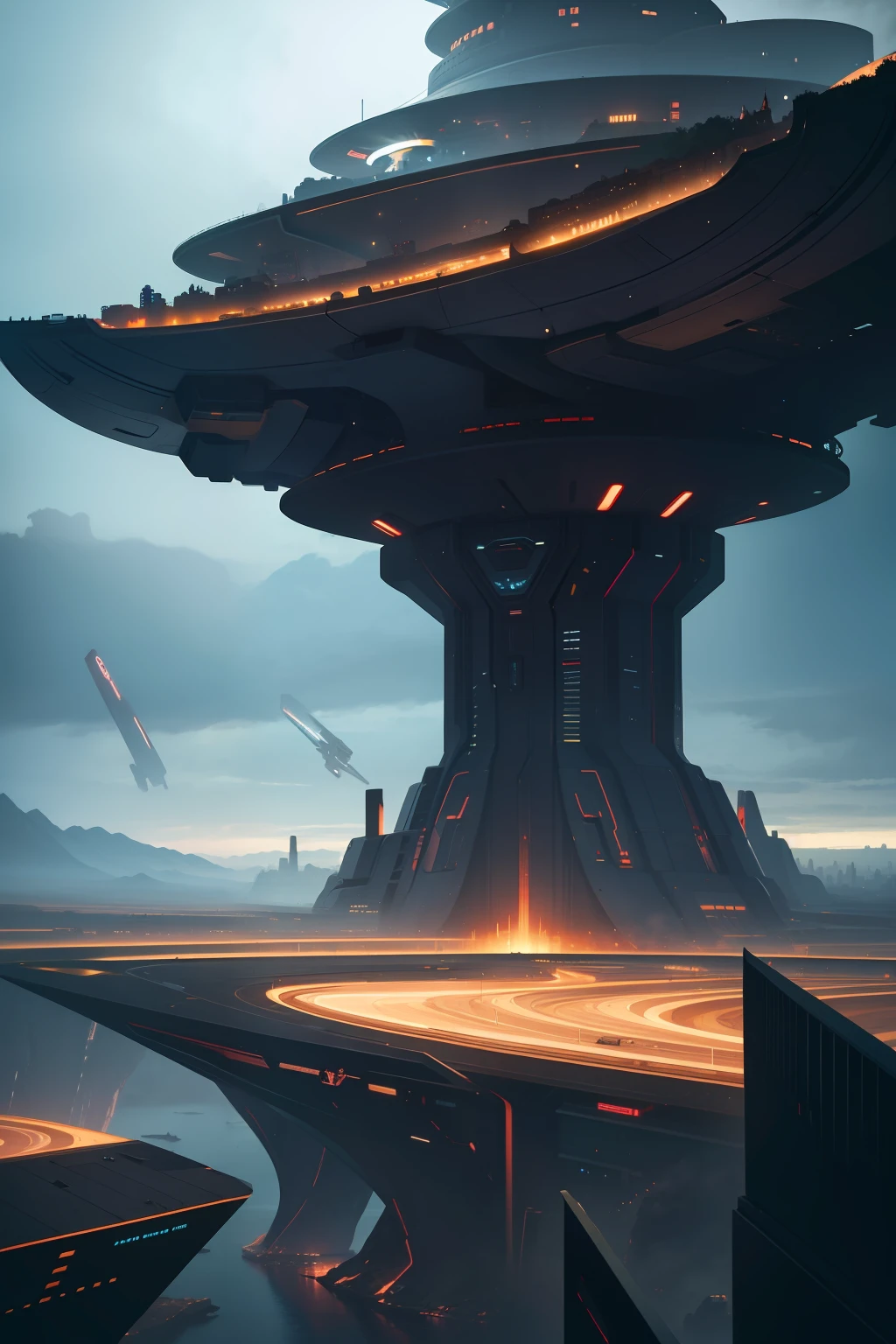 Landscape of a futuristic sci-fi city, sci-fy, Ultra photo realsisim, high resolution, City
