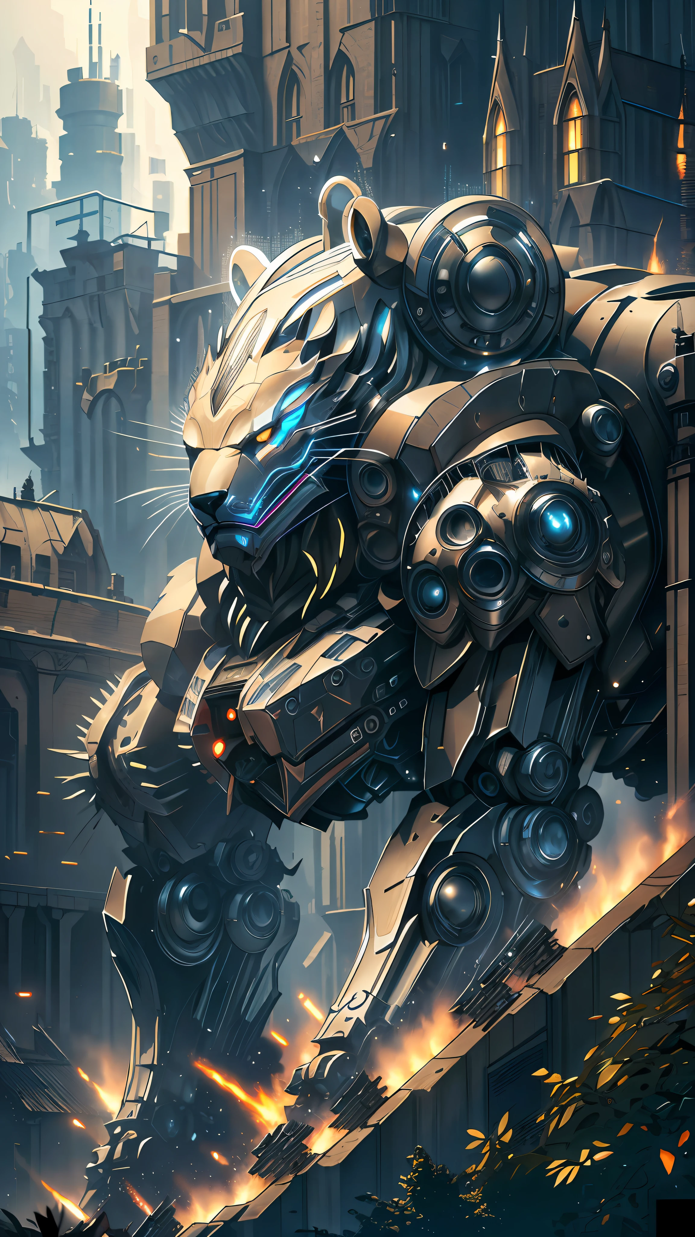 "Cybernetic Roar"  Description: This NFT features the White Robotic Bear in a moment of power and strength, capturing the instant when it unleashes a cybernetic roar. Every wire and metal plate of the bear is meticulously designed to convey the intensity of this moment. Hyper-realistic details, such as metallic reflections and intricate textures, highlight the grandeur of the robotic bear. This NFT is an impressive demonstration of technological power encapsulated in an animal form. --auto --s2
