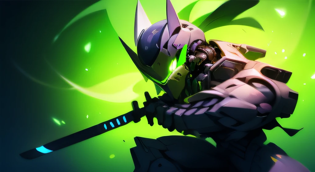 ((tmasterpiece)),((best qualtiy)),8K,high detal,Hyper-detailing,Cool mech wearing a V-shaped helmet,Colorful illuminated mech set,Wielding a glowing longsword,Maintain a fighting stance,Close-up Shot Shot。in the background,Many monsters lurk in the smoky atmosphere。