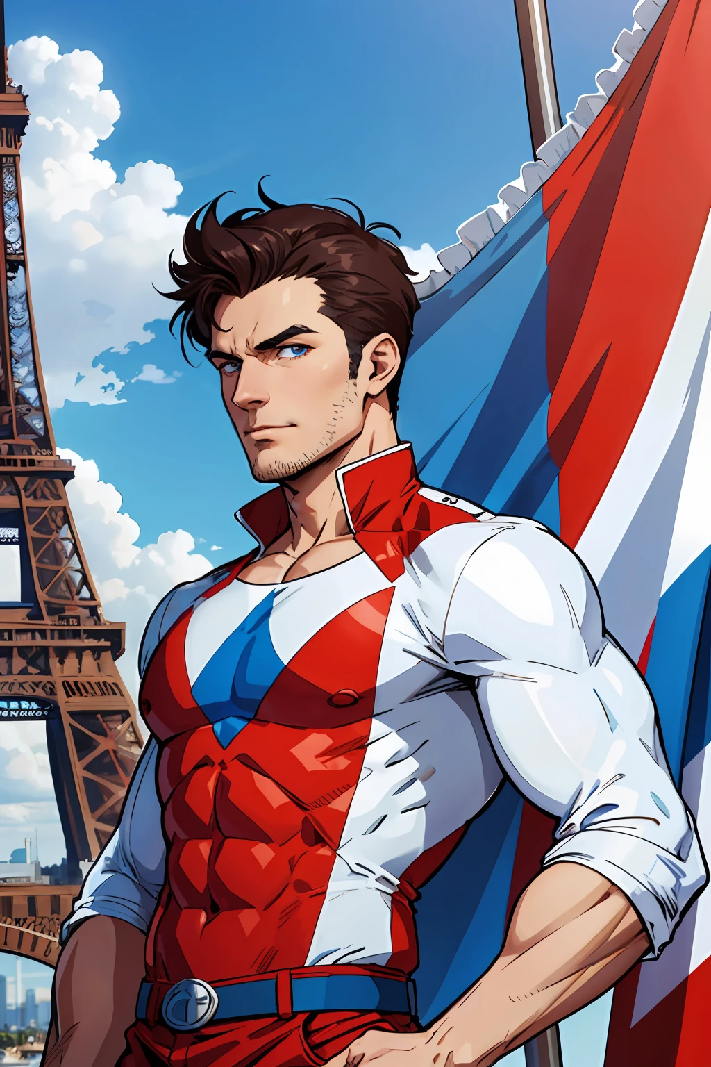 French guy Super Hero White Blue and Red clothes French clothes France flag