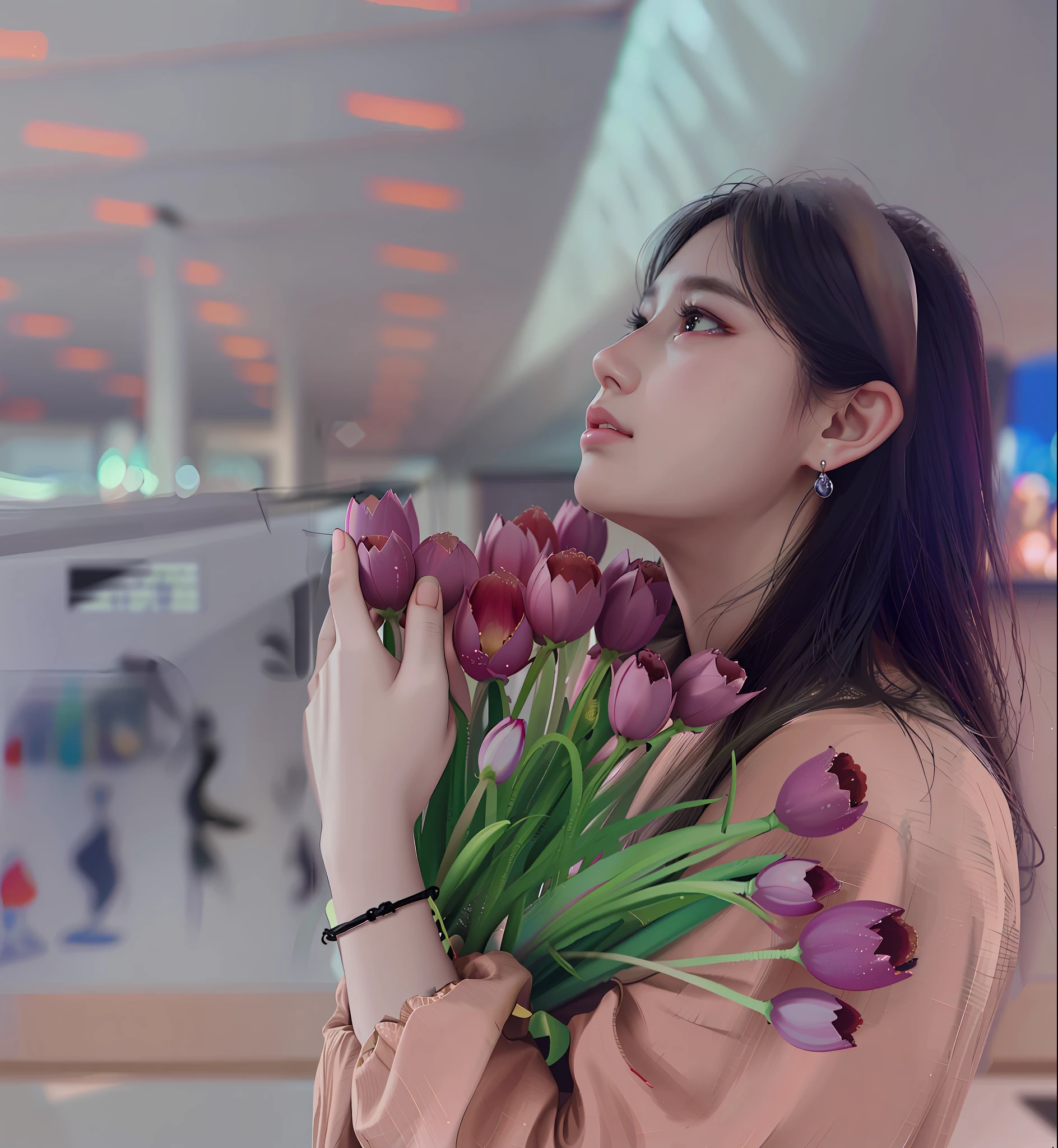 Masterpiece, Best quality, (Dark photograph:1.3), Photorealistic, 1girll, Profile surface, Flat bangs, Bobo hair, stunning innocent symmetry face, shirt, Emotional, ulzzangs, (PureErosFace_V1:0.7)