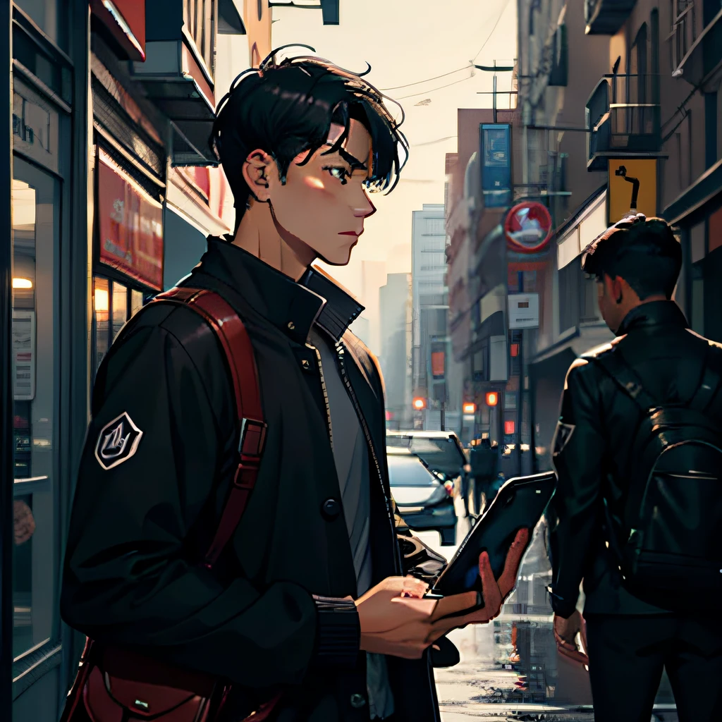 A young man with short black hair in black civilian clothes looked at the shocked expression on the screen of his mobile phone