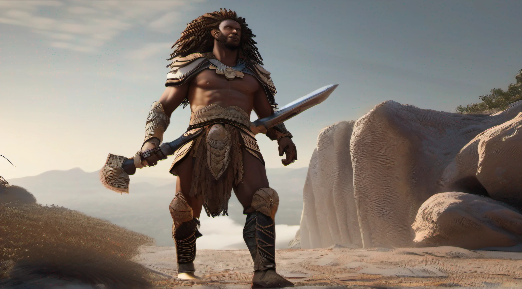 [Prompt]
"Epic African warrior ascending a majestic mountain top, holding a [long spear], accompanied by a regal lion. Create a cinematic masterpiece with the best quality, ranging from 4K to 64K. Achieve photorealism through Unreal Engine 5 and Cinema4k lighting. Emphasize Intricate Ultra Detail, cinematic gentle lighting, and High contrast Details. Enhance facial qualities, remove physical distortions as subjects move in frame. Use film grain and artifacts for an authentic touch."

[Settings]
Model: Photon
LORAs: Detailed Eyes (Low Weight), Polyhedron New Skin (Low Weight)
Negative Prompts: "deformed face, blurry aspects, sketch-like styles, film grain, artifacts" (Weight 1.4)
Sampling Method: DPM ++ SDE CARAS (Sampling Steps: 30)
Resolution: 4K to 64K
Denoising Strength: 0.2
Upscale: x2
Guidance Scale: 7
Aspect Ratio: 16:9
Motion: 0.1
Seed: 7543