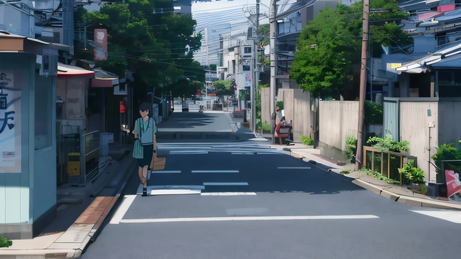 Anime scene of a woman walking on the sidewalk with many bicycles, tokyo anime anime scene, anime film still, anime movie screenshot, anime still film anime shikishi, screenshot from the anime film, rio de janeiro in an anime film, mamoru hosoda, anime movie scene, in style of kyoto animation, centimeters away from my face, anime scene