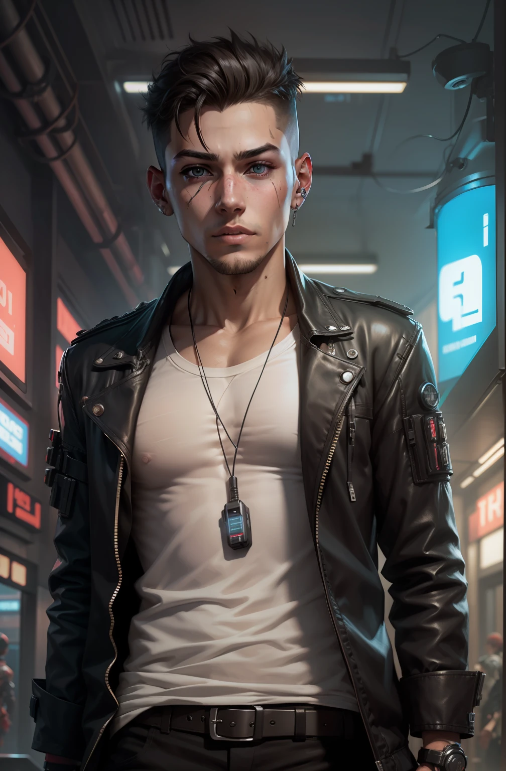 cyberpunk hendsome boy. realistic face.