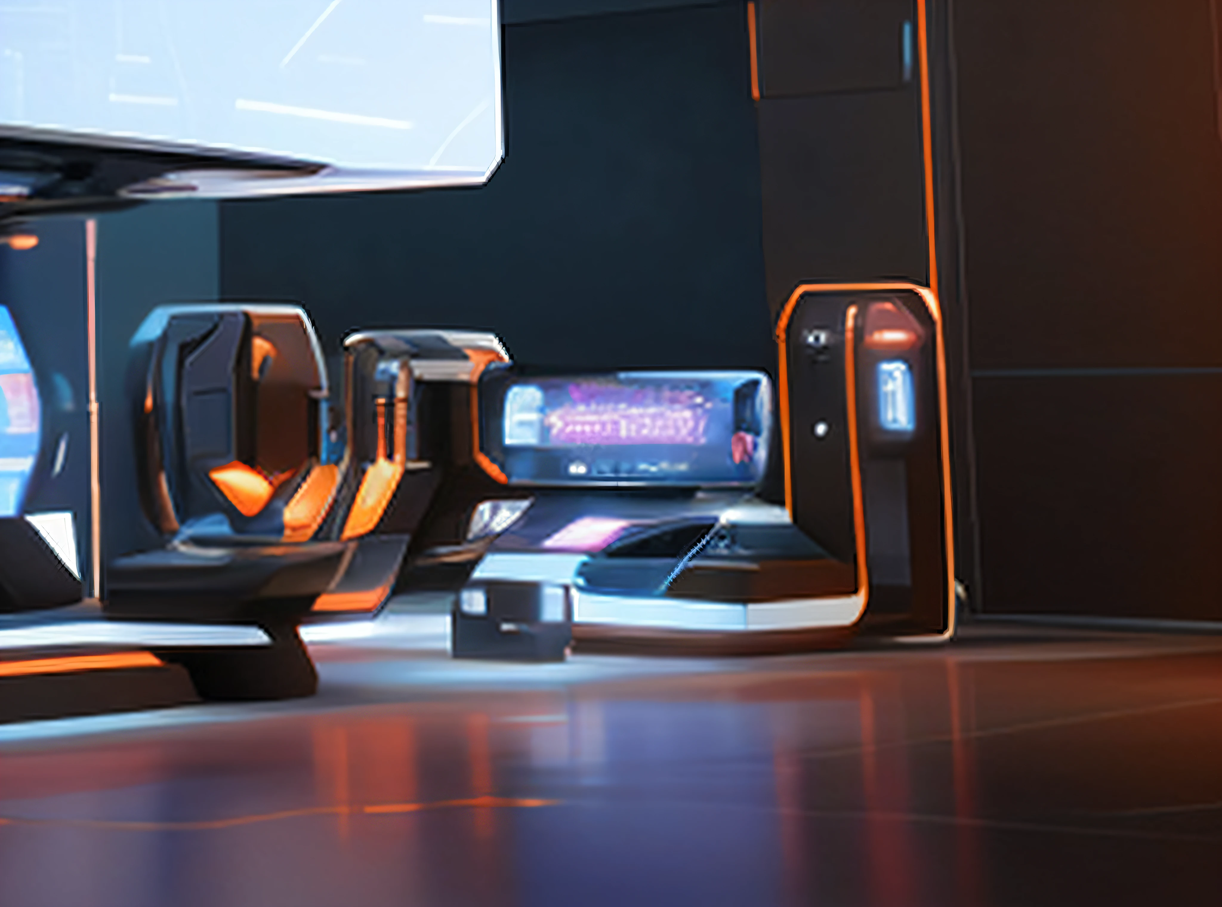"(Futuristic interior close-up with exaggerated structure), 3D iOS room:1.2, Exhibition hall,Technologie,Creative concept:1.1, Cyber:1.2, scifi platform:1.1, 3d 8k render, 8K artistic rendering, Mix brightness:0.9, Color mixing:0.9)" 3d concept render, 3 d concept render, futuristic architecture concept, 3d cgi render