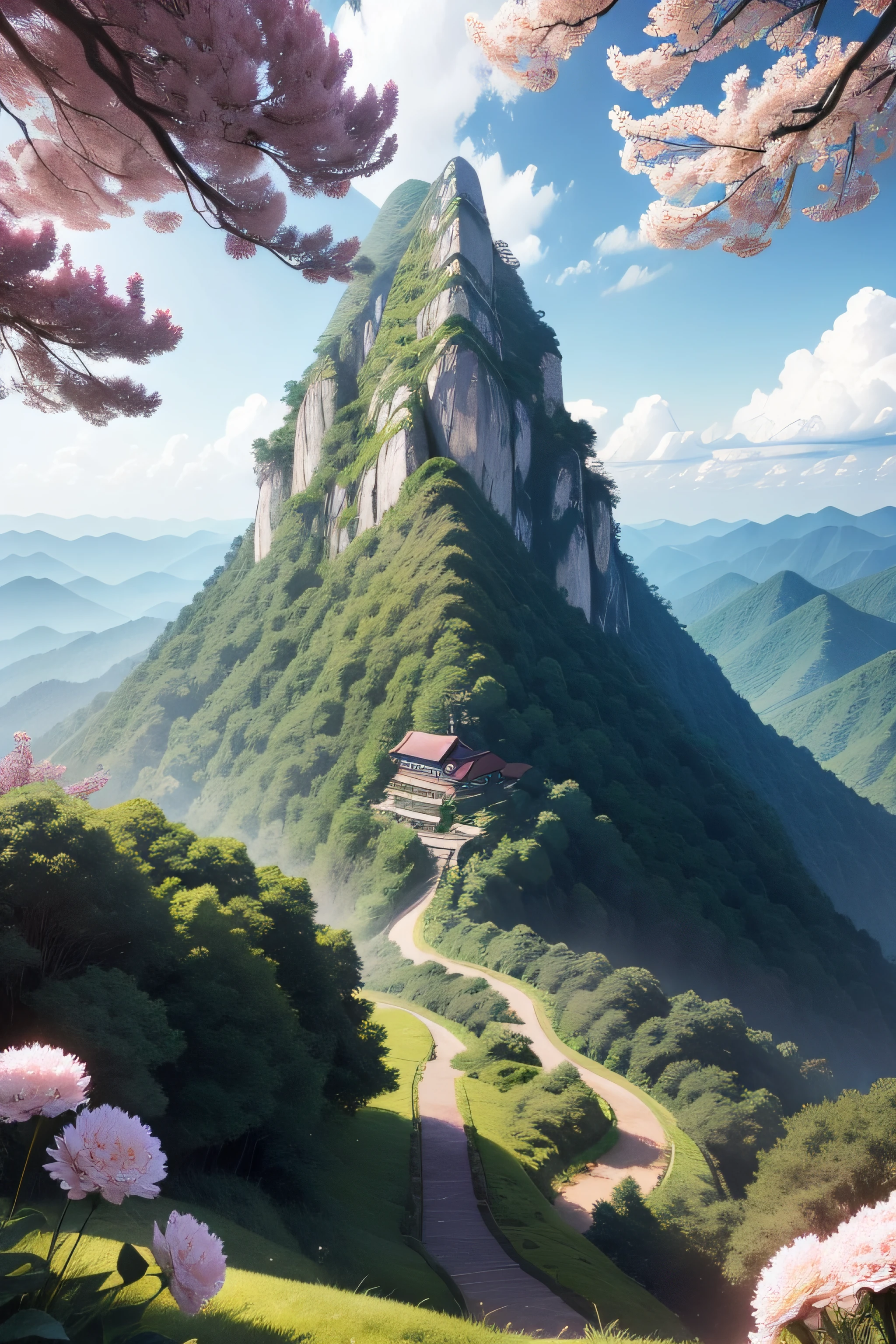 In the spring,The lush trees dye the mountains verdant。Standing in Chishan's。The highest point on the top of the mountain,Look around,Green mountains like dai,Forest green onions,The eyes are full of green,There is also a faint floral fragrance in the air,It feels so refreshing。