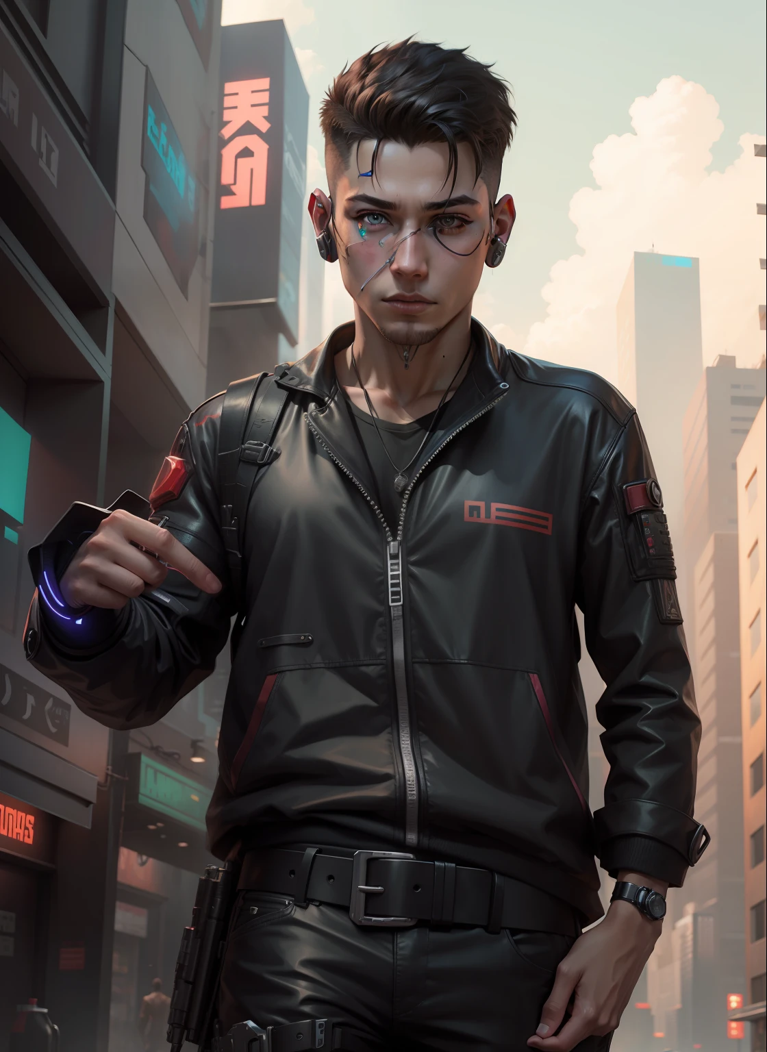cyberpunk hendsome boy. realistic face.