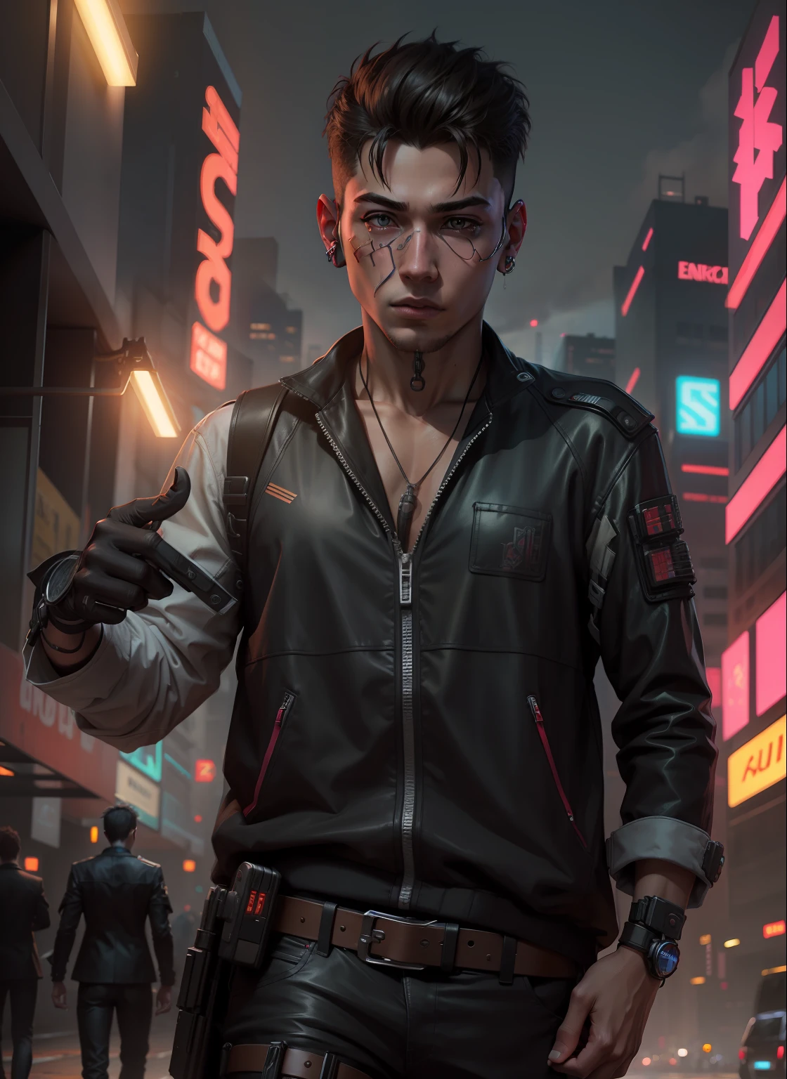 cyberpunk hendsome boy. realistic face.