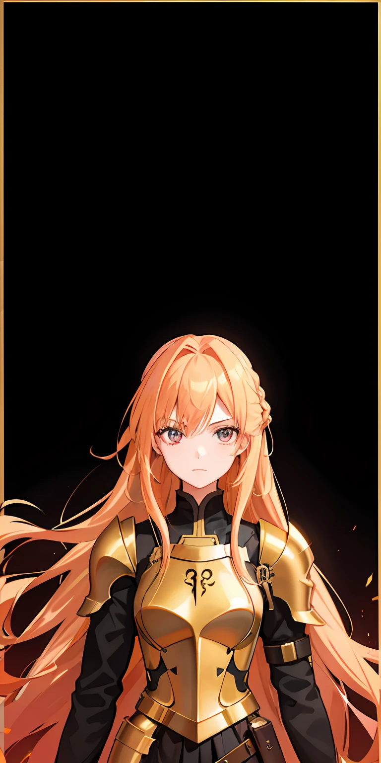 1girl,golden hair,red color eyes,Wearing armor,Sideslit,light particules,poster for