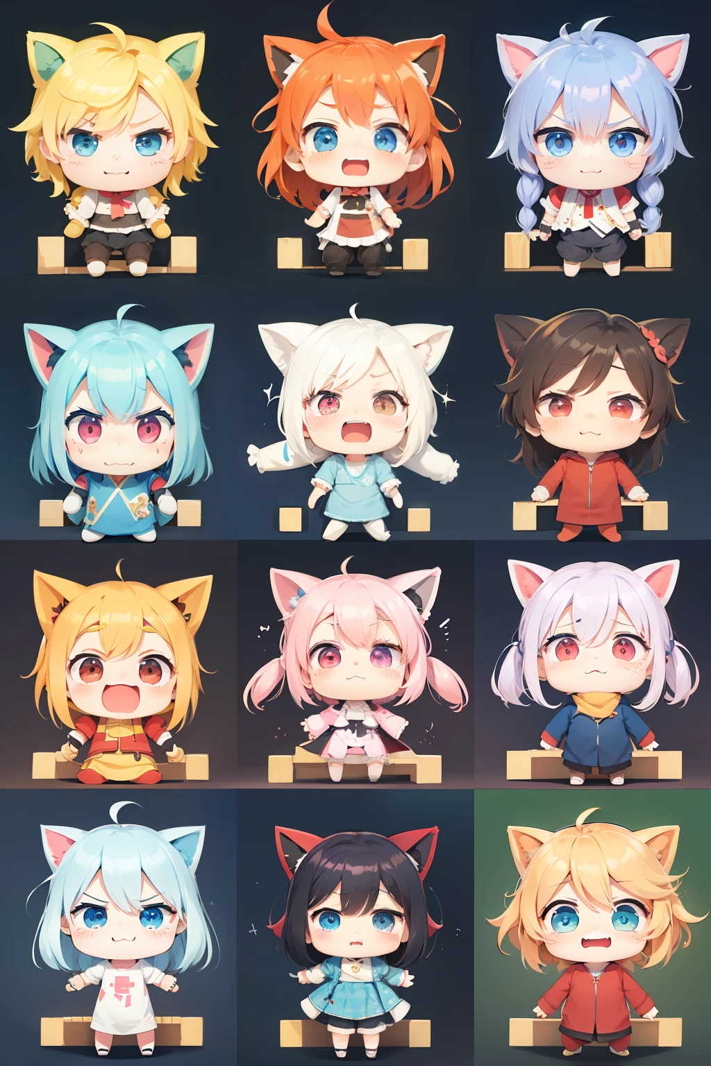 multiple poss and expressions,happy,angry,sad,cry,cute,Plush ,doll,Multi-expression