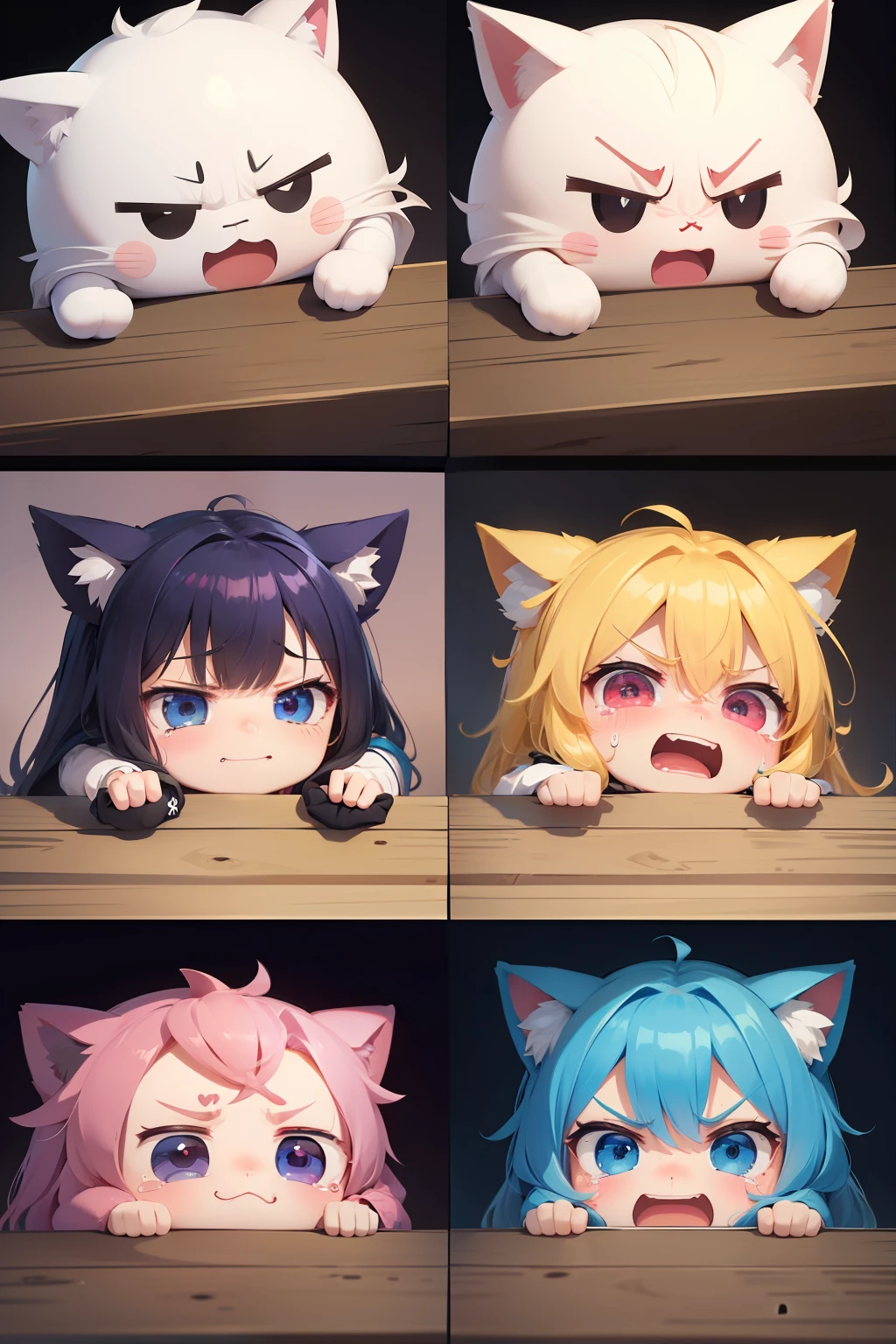 multiple poss and expressions,happy,angry,sad,cry,cute,Plush ，doll，Multi-expression