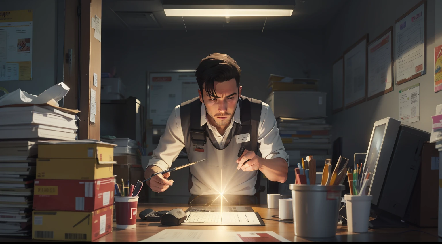 Footage of a man at work