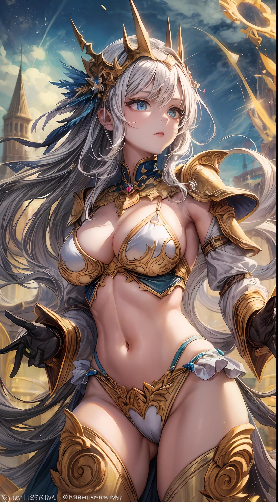 In the annals of legends, a mythical Bikini Armor is spoken of with awe and admiration. Crafted by divine hands, it combines elegance and protection in perfect harmony. Delicate yet durable, it molds to the wearer's form like a second skin, providing unmatched flexibility in battle. Glistening with enchantments, the shimmering fabric deflects blows with a magical resilience. Elaborate golden patterns embellish the design, symbolizing its legendary status. As a testament to the bravery and prowess of its bearer, this bikini armor stands as a symbol of the extraordinary and the extraordinary and the extraordinary, forever etched in the tales of heroes and heroines who have donned its legendary allure.