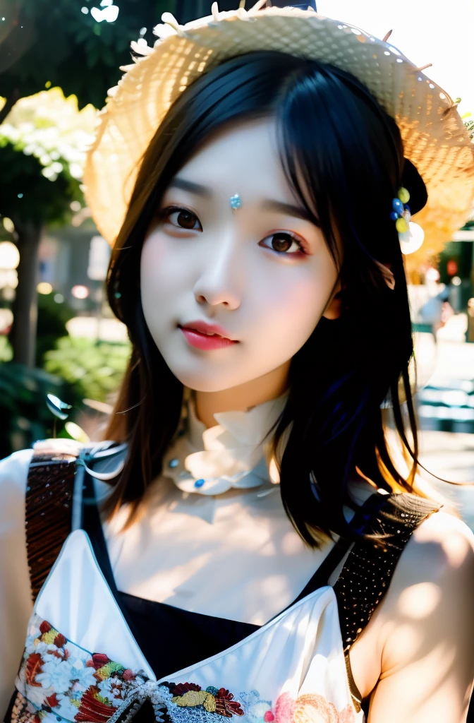 Aalfir wearing a topcoat and a straw hat on the streets of the city, jisoo of blackpink, jisoo from blackpink, Shin Jinying, sun yunjoo, ulzzangs, portrait jisoo blackpink, seseon yoon, tzuyu from twice, jinyoung shin art, Choi Hyun-hwa, beautiful Korean women, kiko mizuhara, Kim Tae-joon,Face HD,二重まぶた,