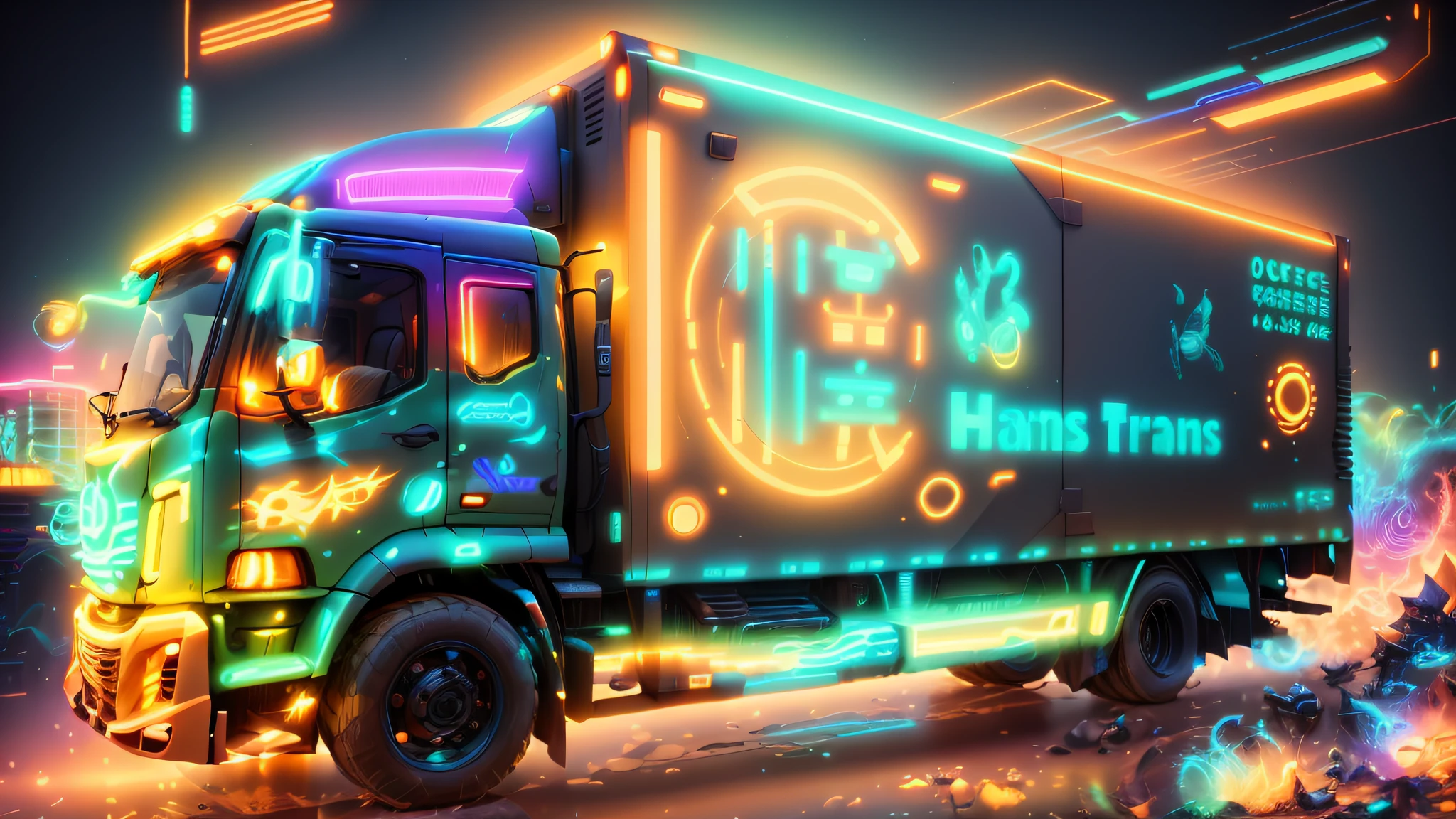 Futuristic truck,Neonpunkai