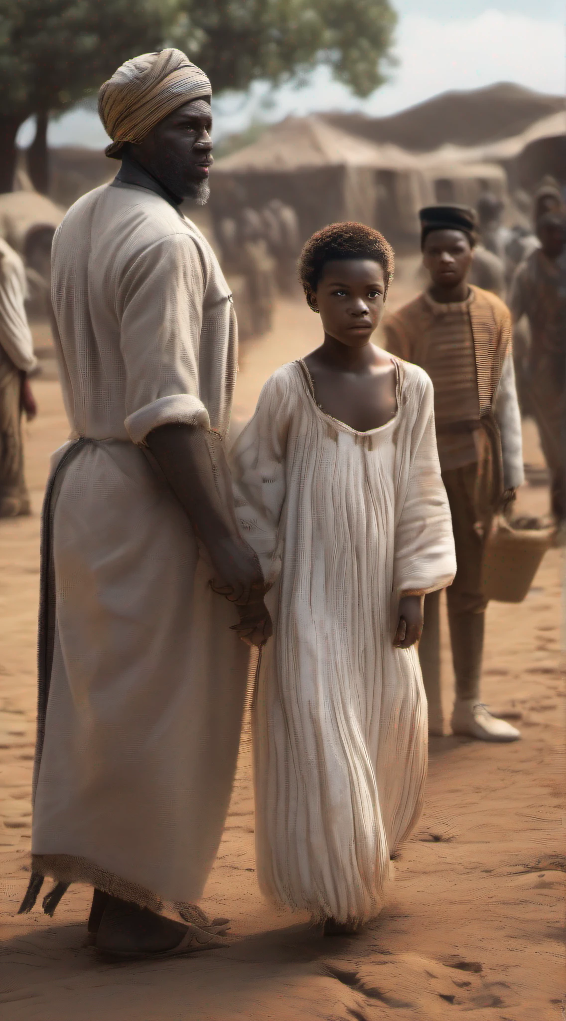 ((masterpiece)), ((best quality)), 8k, high detailed, ultra-detailed, The scene expands to a diverse crowd gathered in unity, representing people of different races, skin colors, and nationalities. They stand hand in hand, their faces filled with determination and compassion. The scene symbolizes the collective commitment to eradicate the remnants of slavery and to strive for a world where all individuals are treated with dignity and respect, regardless of their background. It serves as a powerful reminder that the fight against slavery and oppression is a universal cause that transcends barriers and demands the collective effort of humanity.