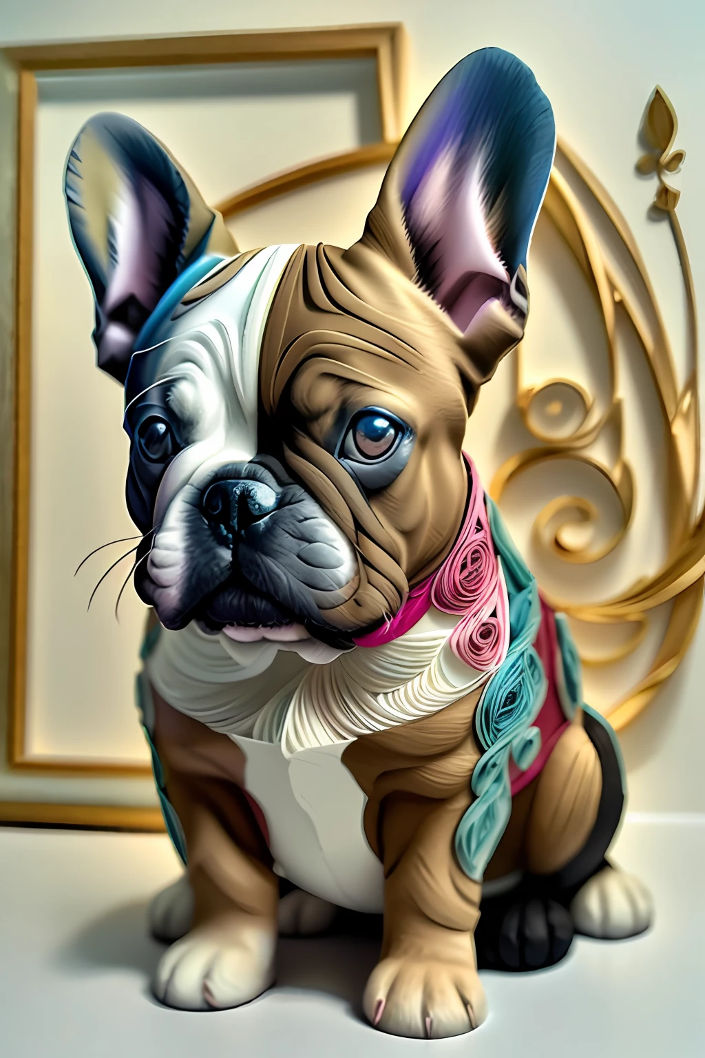 French Bulldog, papel multi dimensional quilling, arte,
yang08k, lindo, colorido,
obras-primas, qualidade superior, melhor qualidade, arte oficial, beautiful and aesthetic, fundo transparente