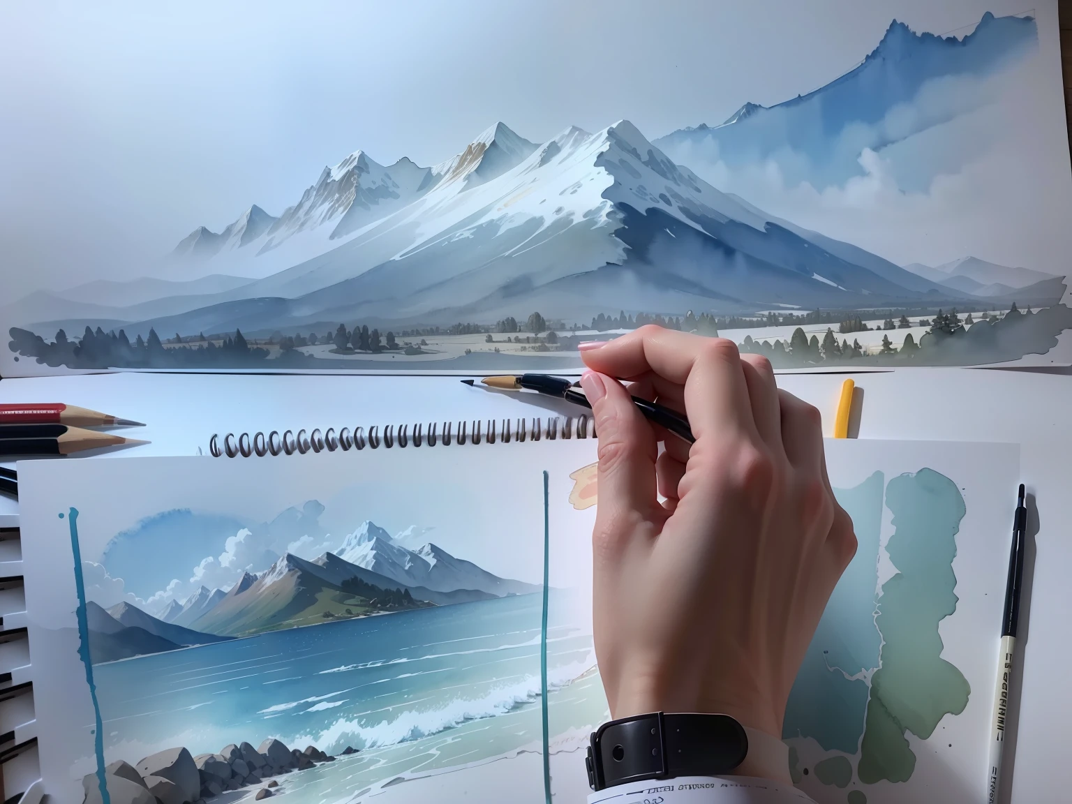 Apple's 8k illustration， ， （ watercolor sketch：1.1）， （（best qualtiy））， Complicated details， watercolor sketch， watercolor pencil， Watercolor avatar， Faded illustration， to be continued， fruitynightmare，