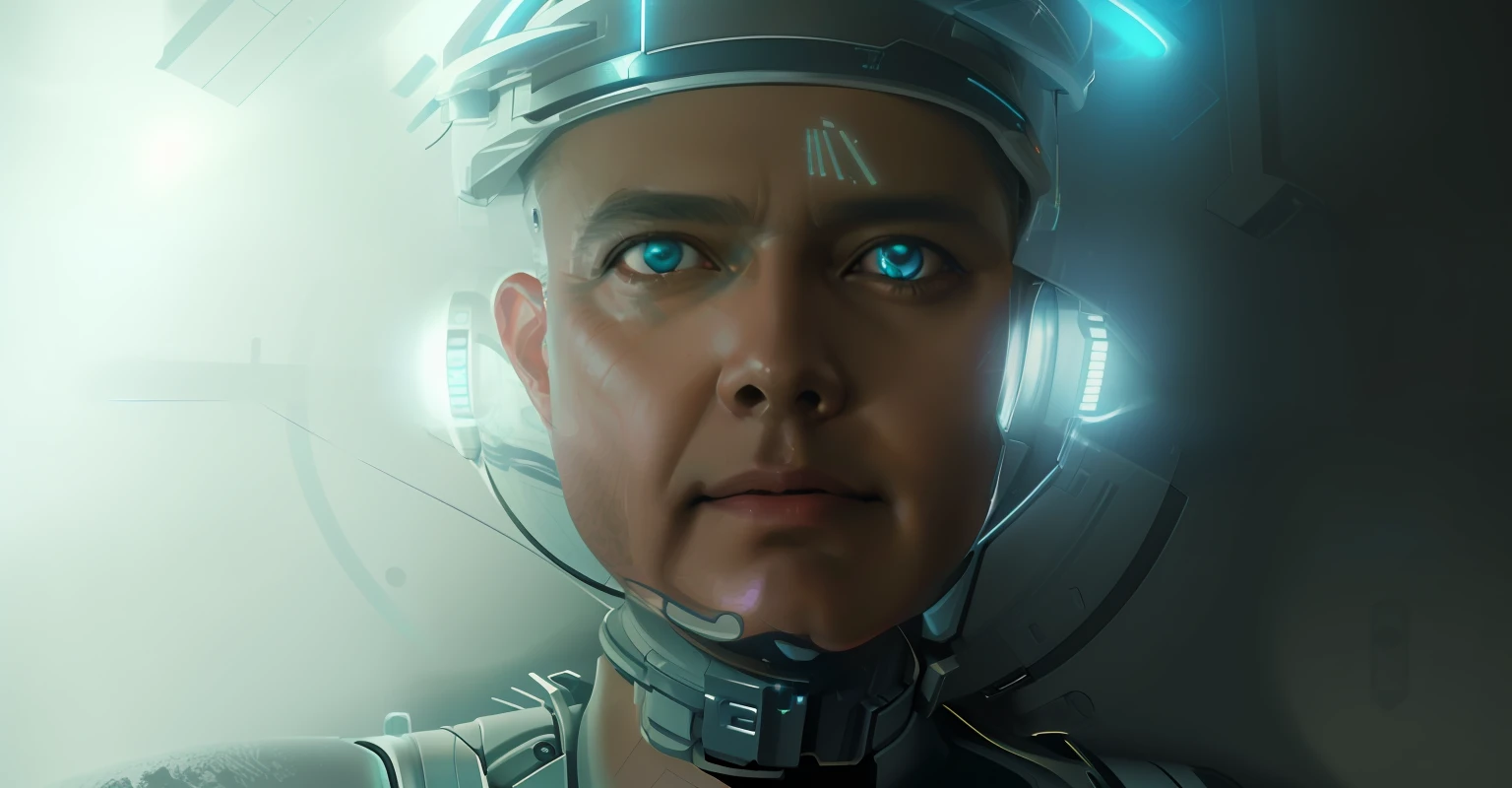 Futuristic 50-year-old man with futuristic helmet and bionic eyes in a futuristic city, Portrait of an adult robot, Atraente Sci - Fi-Face, Retrato de um ciborgue espacial, Sci-Fi Digital Art Illustration, portrait of a futuristic robot, CGSetivity Retrato, Retrato detalhado de um ciborgue, arte digital do anime cyberpunk, Retrato de um ciborgue cyberpunk, stunning digital illustration, Sci - Cara de fi