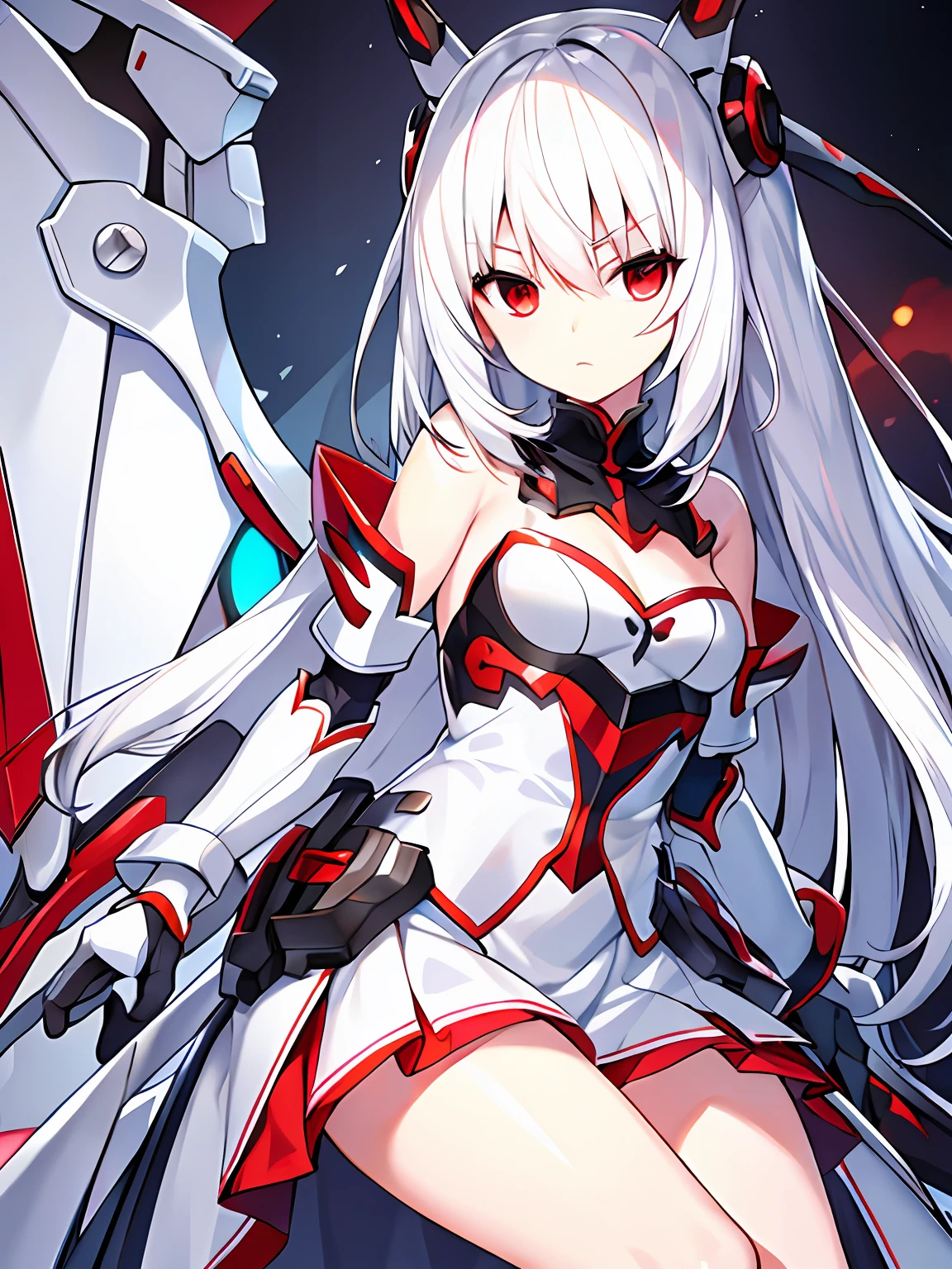 White-haired red-eyed mecha little loli