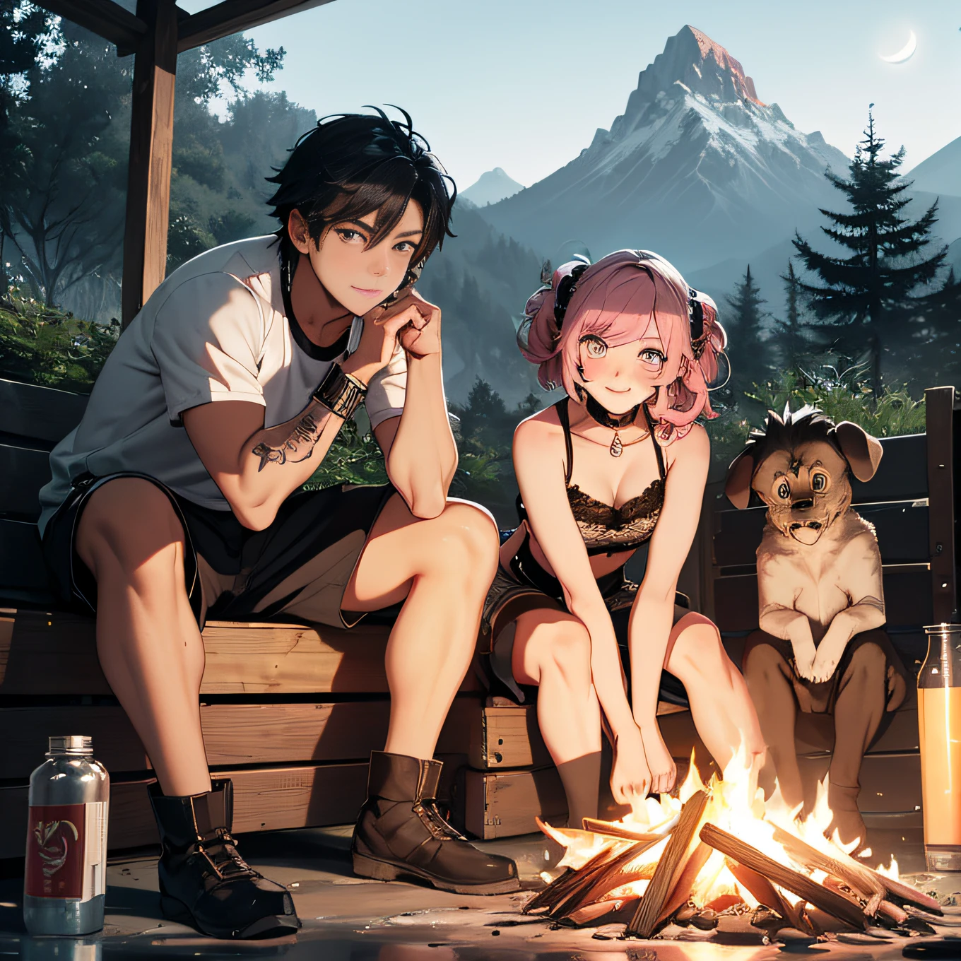 Two feet,Toasted marshmallows in hand