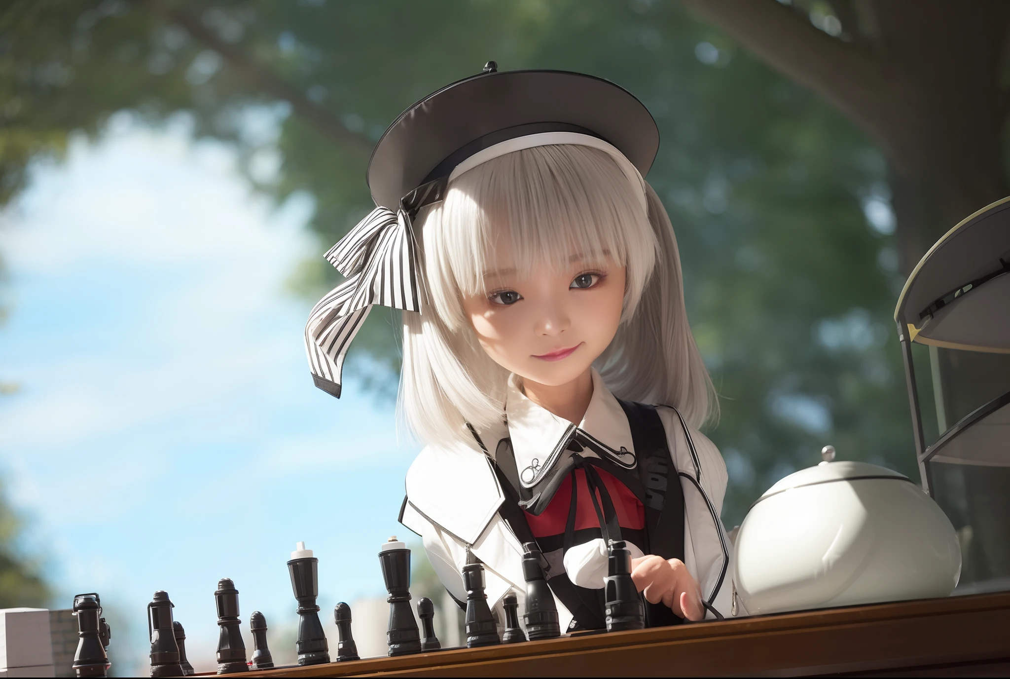 1 girl sakayanagj arisu Black&white jacket short hair white hair reallistic ultra detail 70mm lens