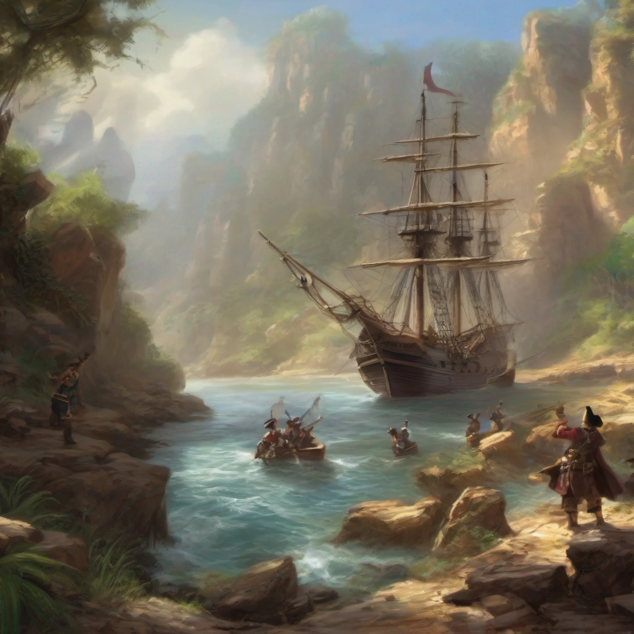 Pirates shooting a cañon