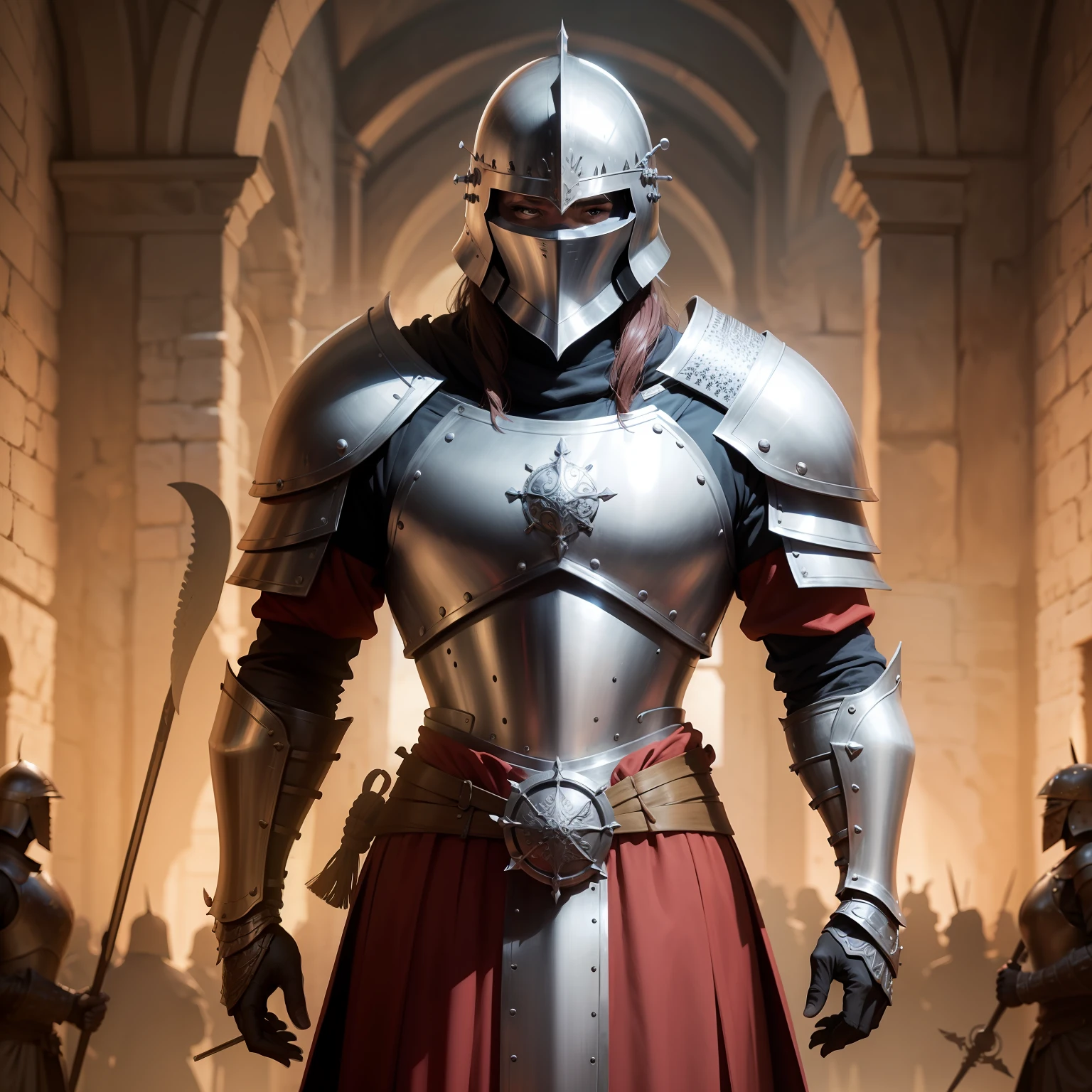 Infographic drawing of a medieval warrior armor