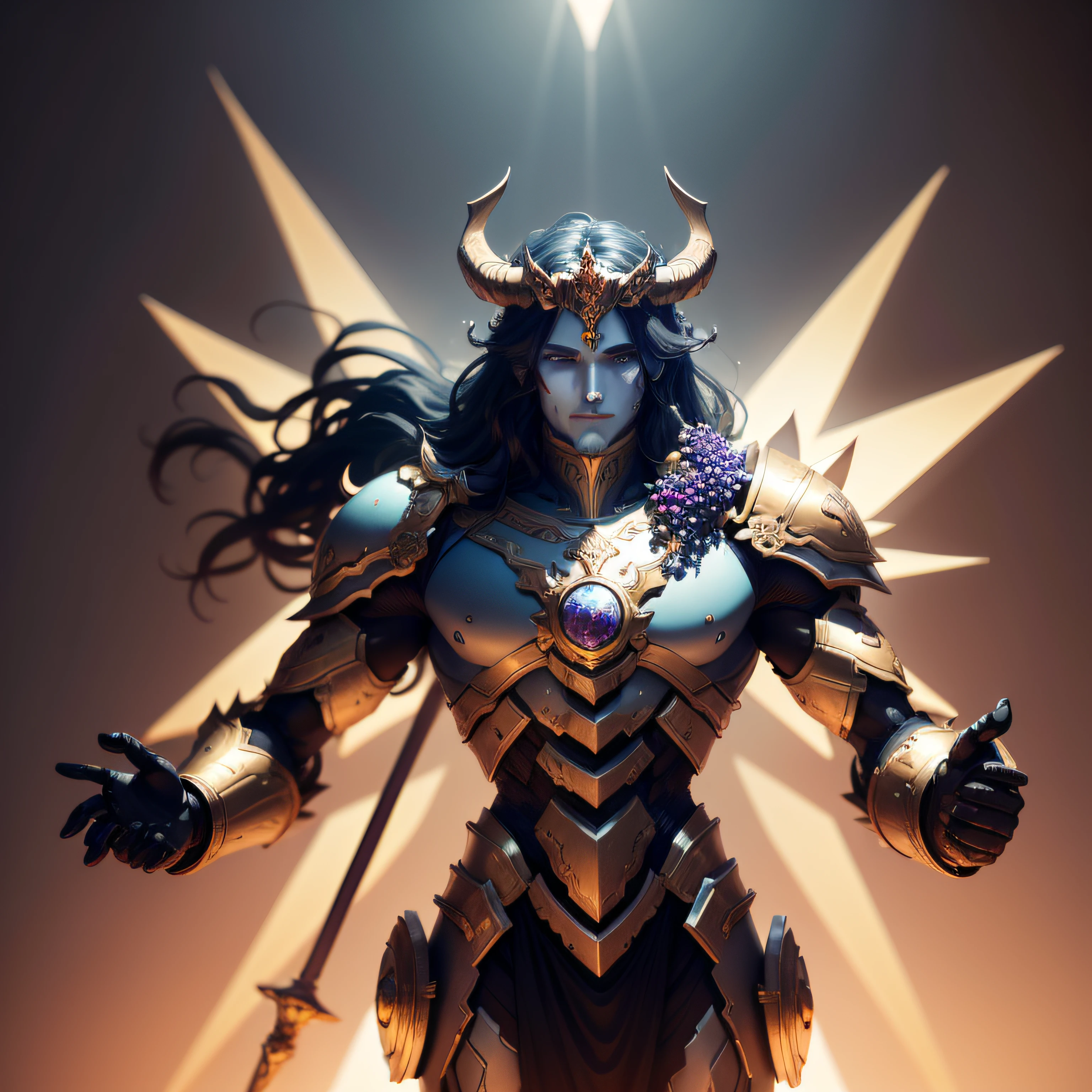 Concept art of a robot themed on Dionysus. The robot, as a symbol of the god of abundance and intoxication, has armor decorated with grapes and ivy, and is equipped with a thyrsus staff and a wine cup. Horns of abundance are adorned on the head or back, and the eyes, expressions, and movements are distinctive to express madness. The style is hyper-real, and the colors are deep. The lighting is high contrast, and the composition focuses on the entire robot. --ar 16:9 --v 5.1 --style raw --q 2 --s 750