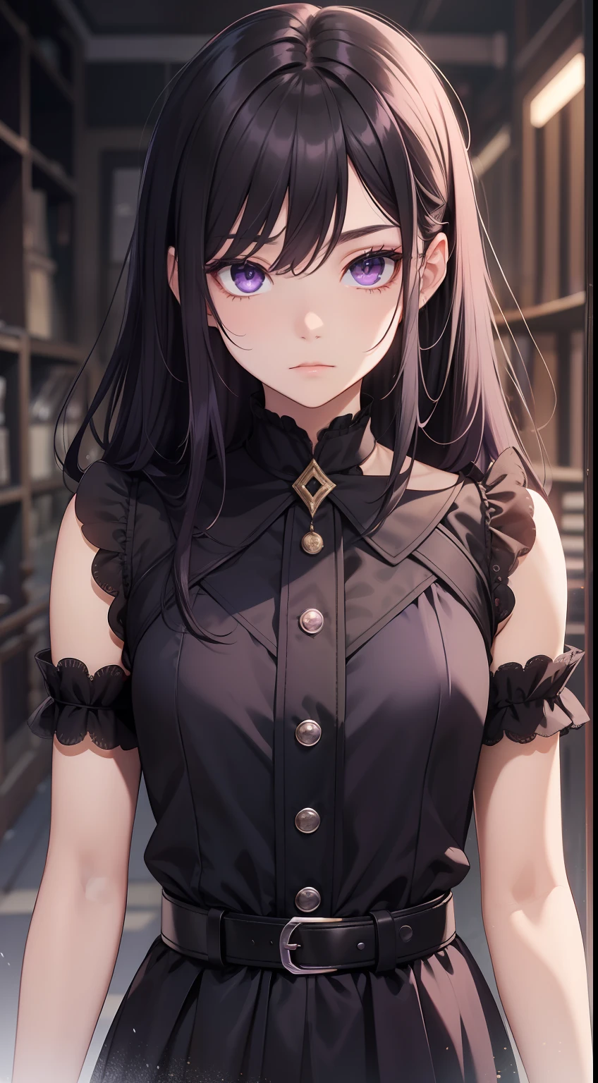 boy, long dark purple or black hair, violet eyes, Black Rich Clothing, Masterpiece, hiquality