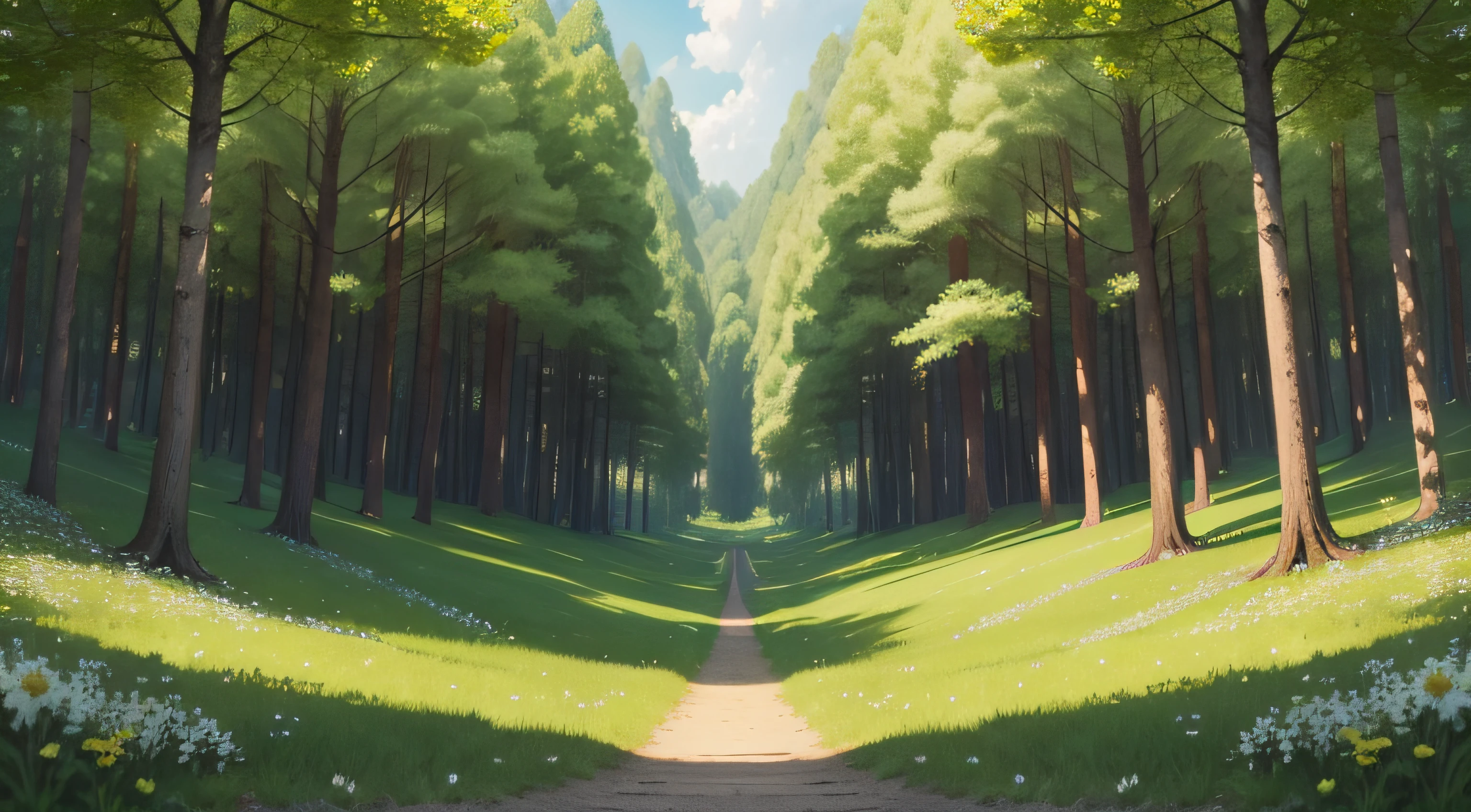 "Top-down perspective of a vibrant, lush green forest in the midst of spring or summer."