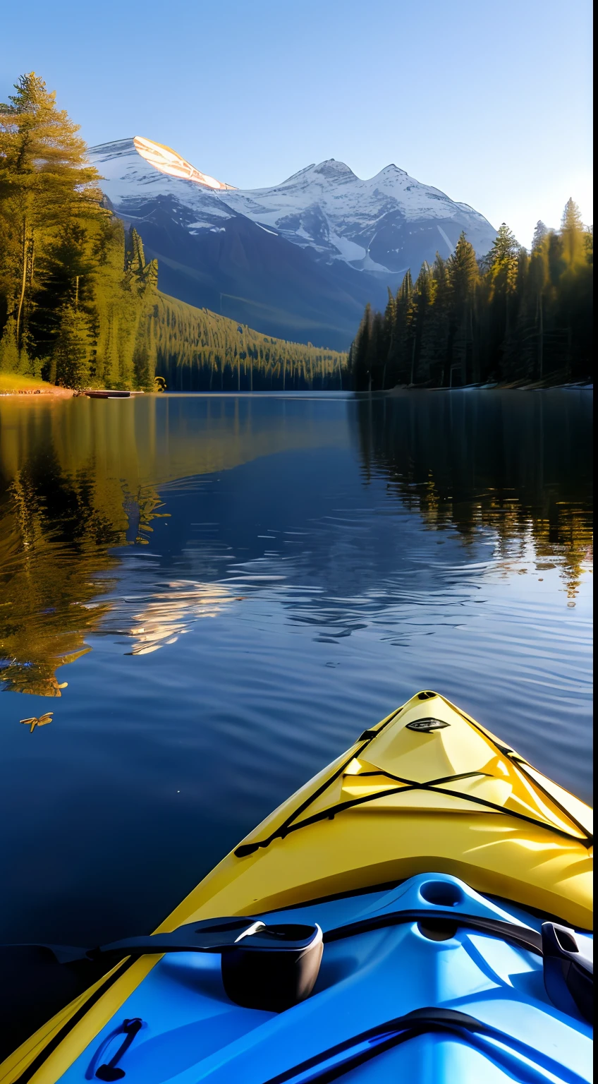 Kayaking on the lake in the morning