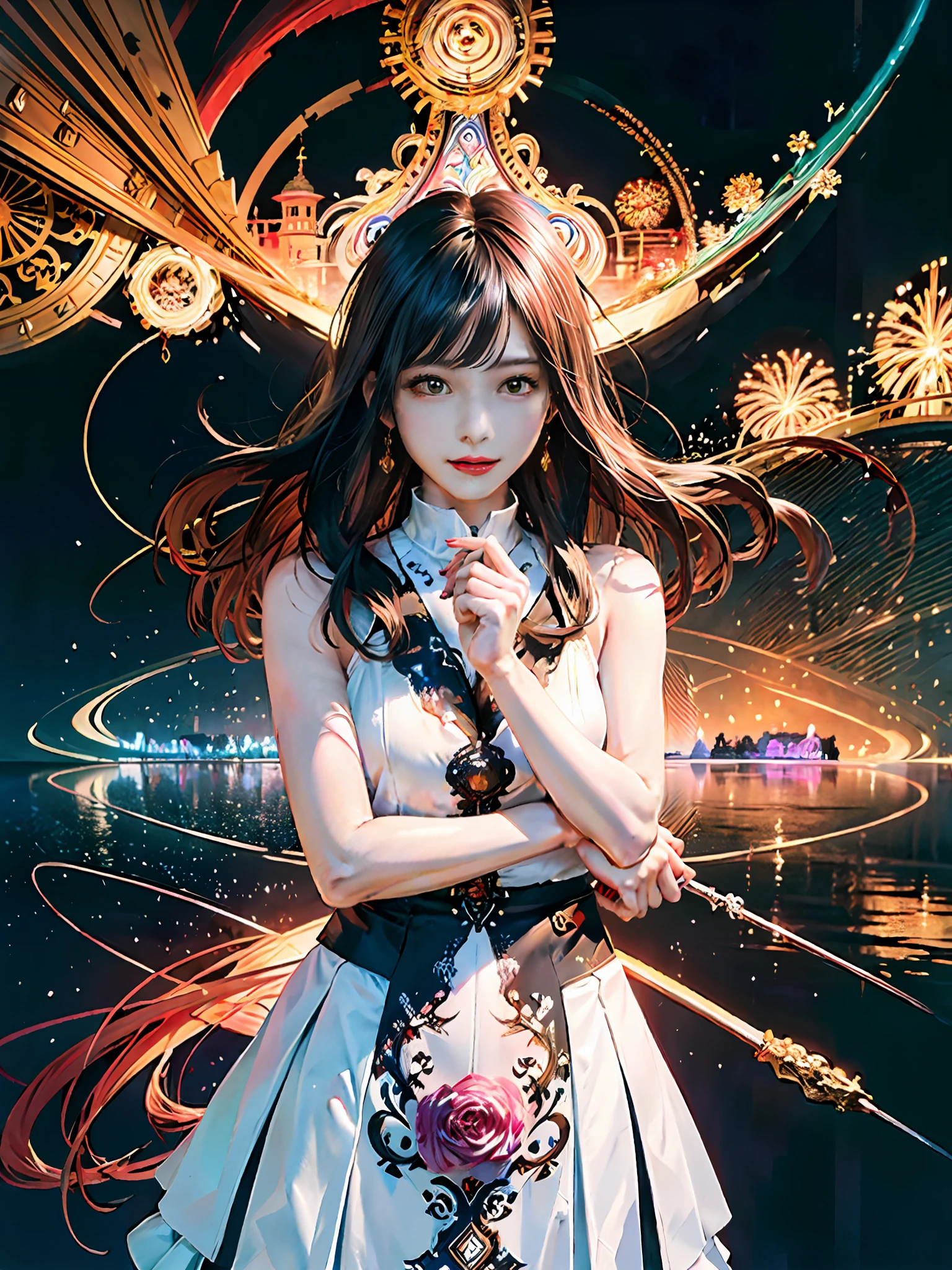 (realisticity: 1.2), best quality, 1girl, official art, unity 8k wallpaper, ultra detailed, beautiful and aesthetic, masterpiece, best quality, (zentangle, mandala, tangle, entangle), (fractal art:1.3) , 1girl, extremely detailed, dynamic angle, cowboyshot, the most beautiful form of chaos, elegant, a brutalist designed, vivid colours, romanticism, by james jean, roby dwi antono, ross tran, francis bacon, michal mraz, adrian ghenie, petra cortright, gerhard richter, takato yamamoto, ashley wood, atmospheric, ecstasy of musical notes, streaming musical notes visible