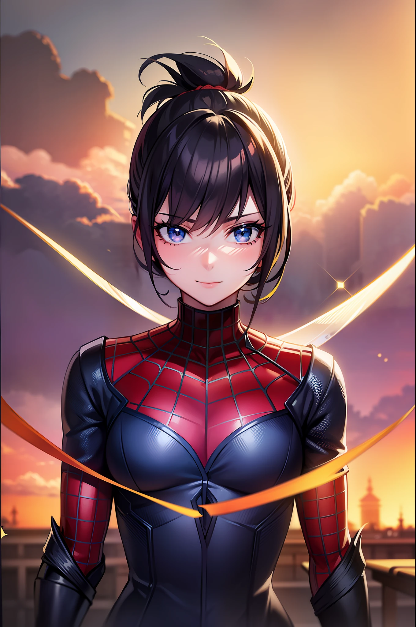 (Award Winning Digital Artwork: 1.3) of (Sketch: 1.3), (Vibrant: 1.3) Spidey, EmmaRob, CGSociety, ArtStation, (Saturation: 1.3), (Close Portrait: 1.3), (Female: 1.4), (beautiful: 1.4), (charm: 1.3), handsome, calendar pose, perfect detailed eyes, studio lighting, themed background
