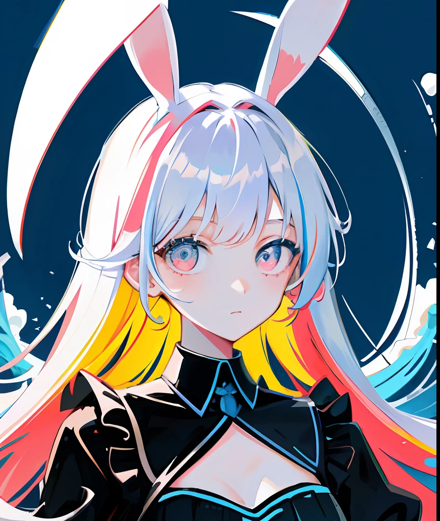 (Flat color:0.9),(Colorful:1.1),(Masterpiece:1,2), Best quality, Masterpiece, A high resolution, Original, extremelydetailedwallpaper, view the viewer,,,1girll,Solo,Bunny Girl,Portrait