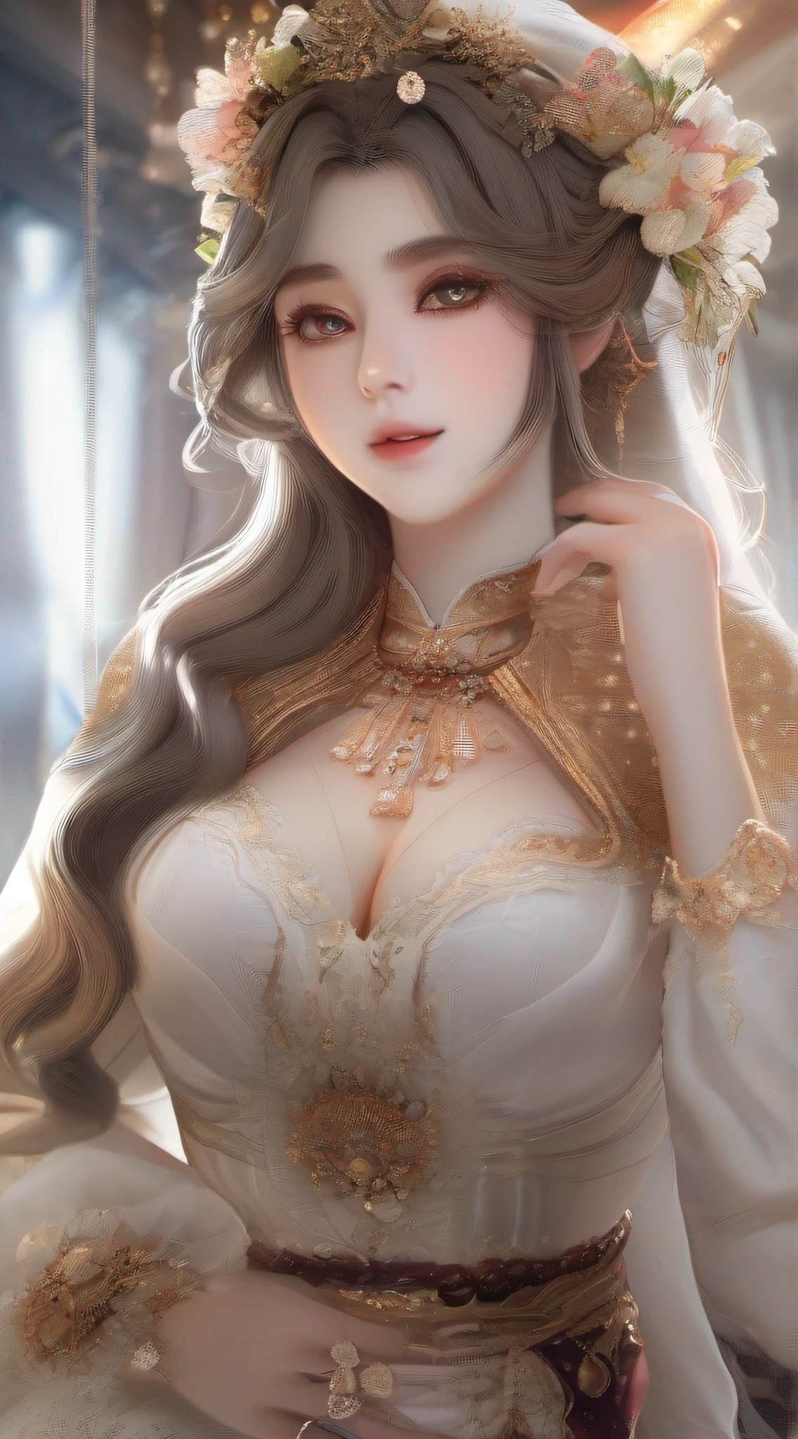 ((Best Quality, 8K, Masterpiece: 1.3)), 1girl, Slim Abs Beauty: 1.3, (Hairstyle Casual, Big Breasts: 1.2), Dress: 1.1, Super Fine Face, Delicate Eyes, Double Eyelids, Home