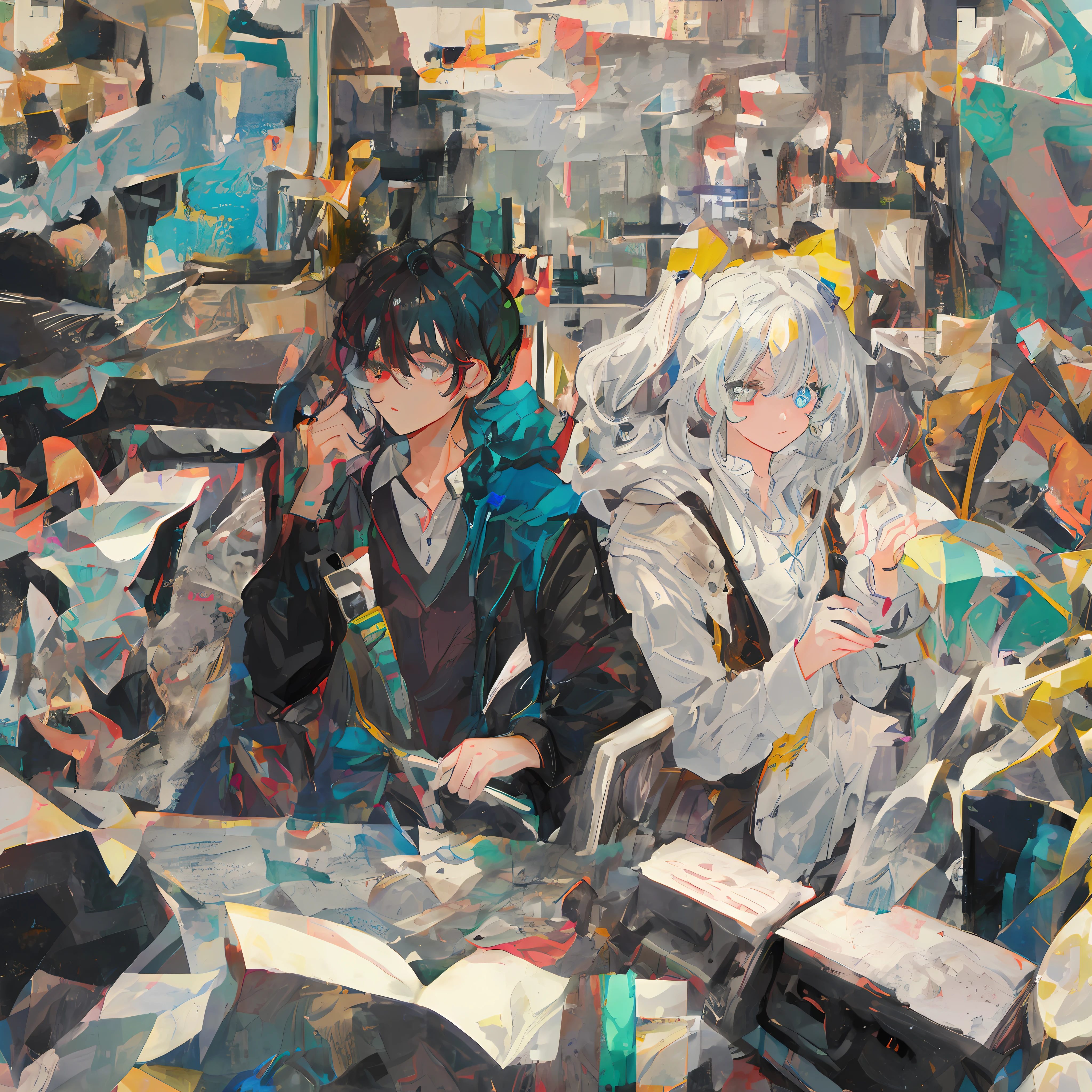 Two-dimensional black-haired boy heterochromic pupils one meter eight handsome gentle detective