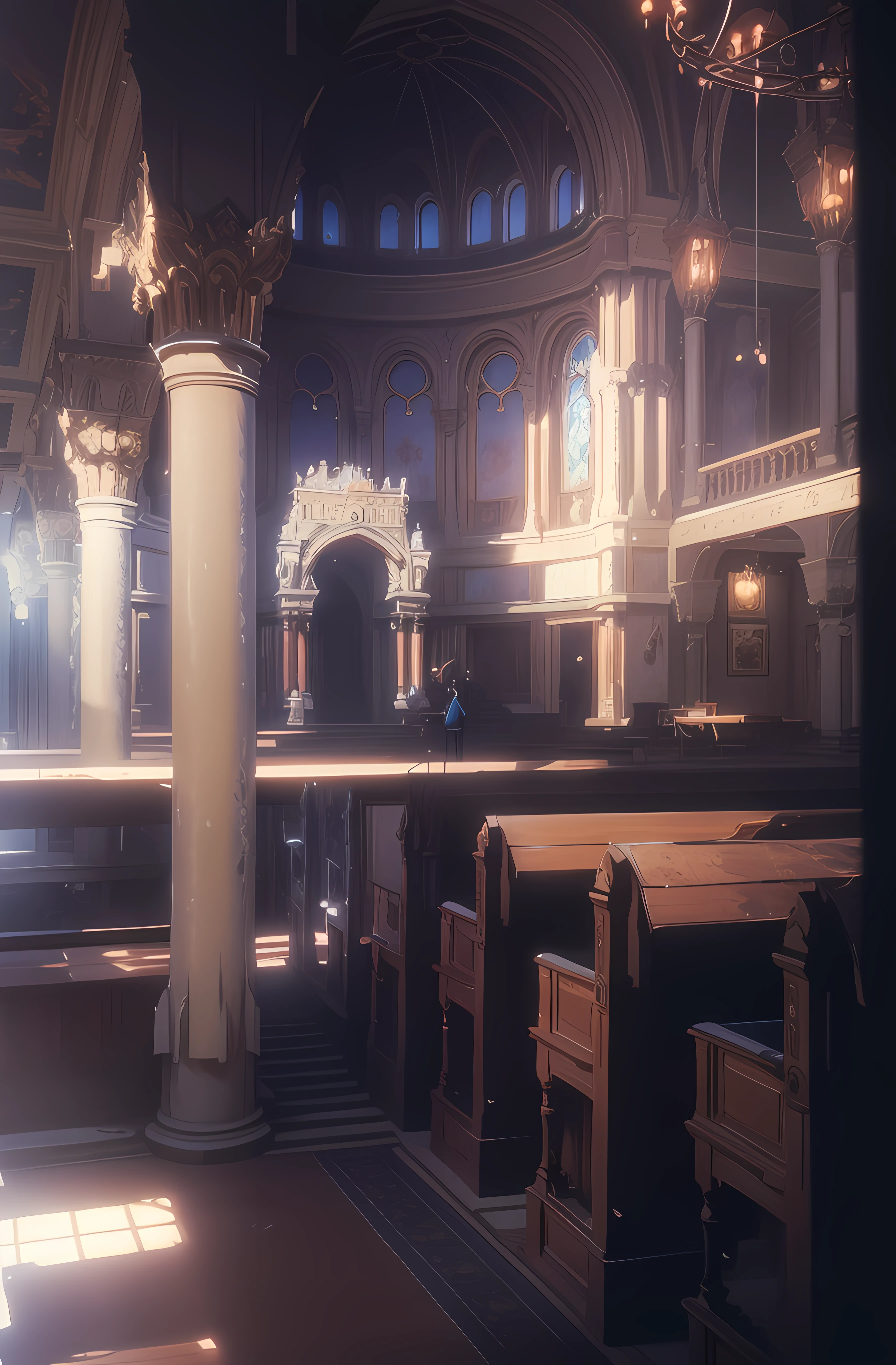 castle interior in makoto shinkai anime artstyle