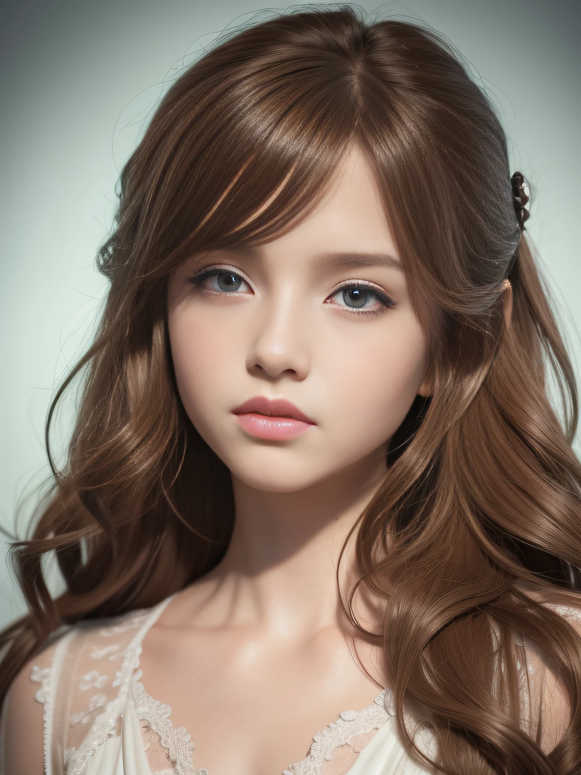 , closeup of face,The expression is pitiful,Seven years old, Long curly hair, Reddish-brown hair, Blonde glasses, hamster ears, Beautiful glowing wings, smooth soft skin, Fine face, concept-art, Fairy tales, Fairy tales, kawaii, Octane rendering, 3D, Perfect face, Fine face, Fine eyes. Craig Davidson, Aubrey Beardsley, Conrad Rosset, aykut aydogdu, Agnes Cecile, Soft lighting, 4k --s 730 --AR 9:16 --q 5 --niji 5