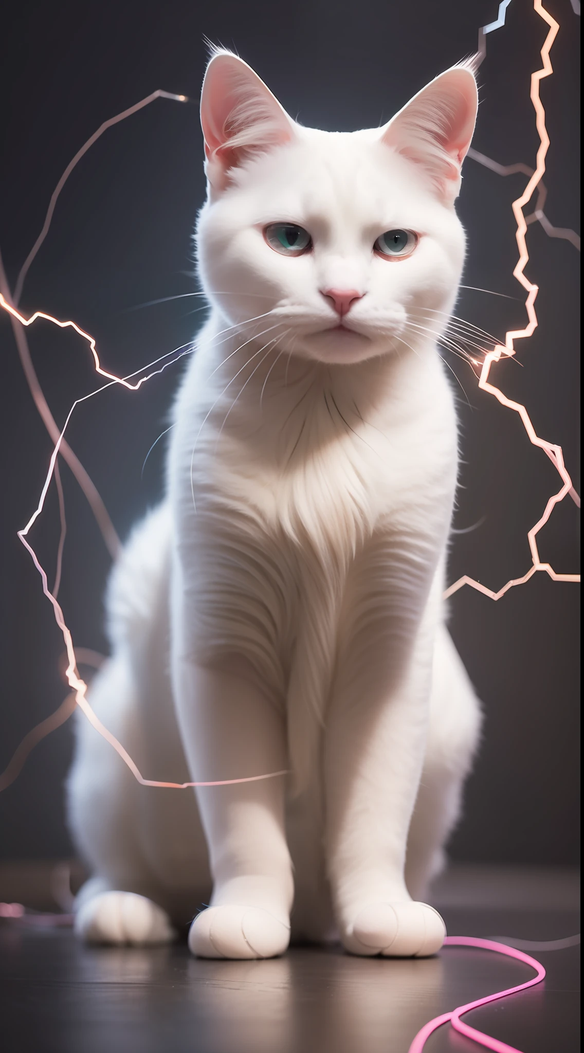 White cat,matrix,electricity,8k,realistic