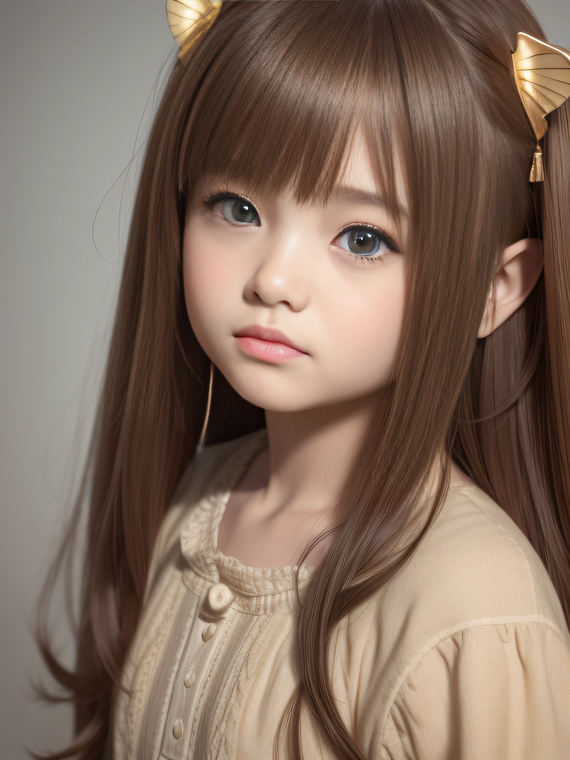 girl, closeup of face,The expression is pitiful,watered eyes,Aggrieved expression,Seven curly hair, Reddish-brown hair, Blonde glasses, hamster ears, Beautiful glowing wings, smooth soft skin, Fine face, concept-art, Fairy tales, Fairy tales, kawaii, Octane rendering, 3D, Perfect face, Fine face, Fine eyes. Chinese girl soft lighting, 4k --s 730 --AR 9:16 --q 5 --niji 5