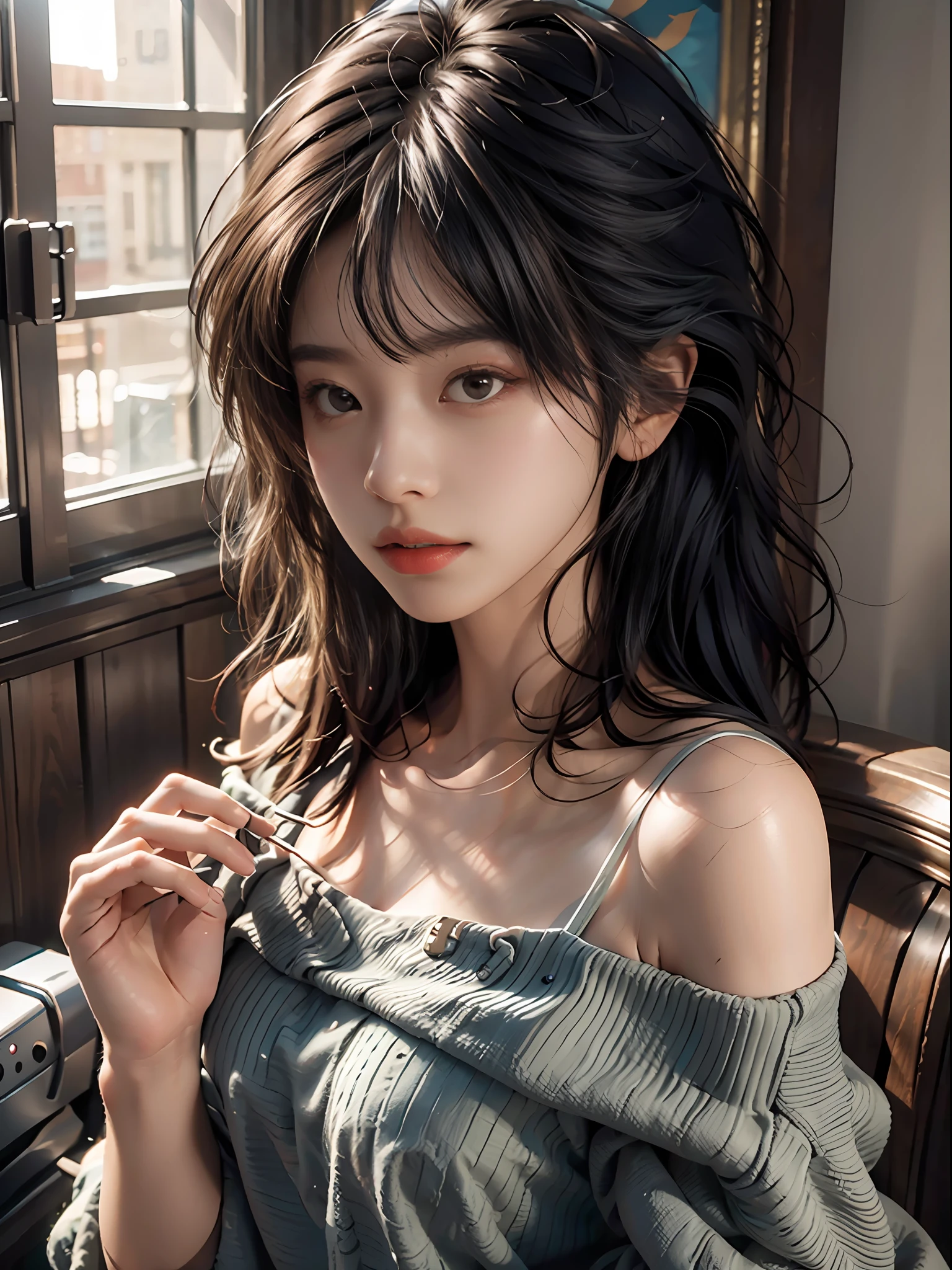 Best quality, masterpiece, ultra high res, (photorealistic:1.4), raw photo, 1girl, off shoulder