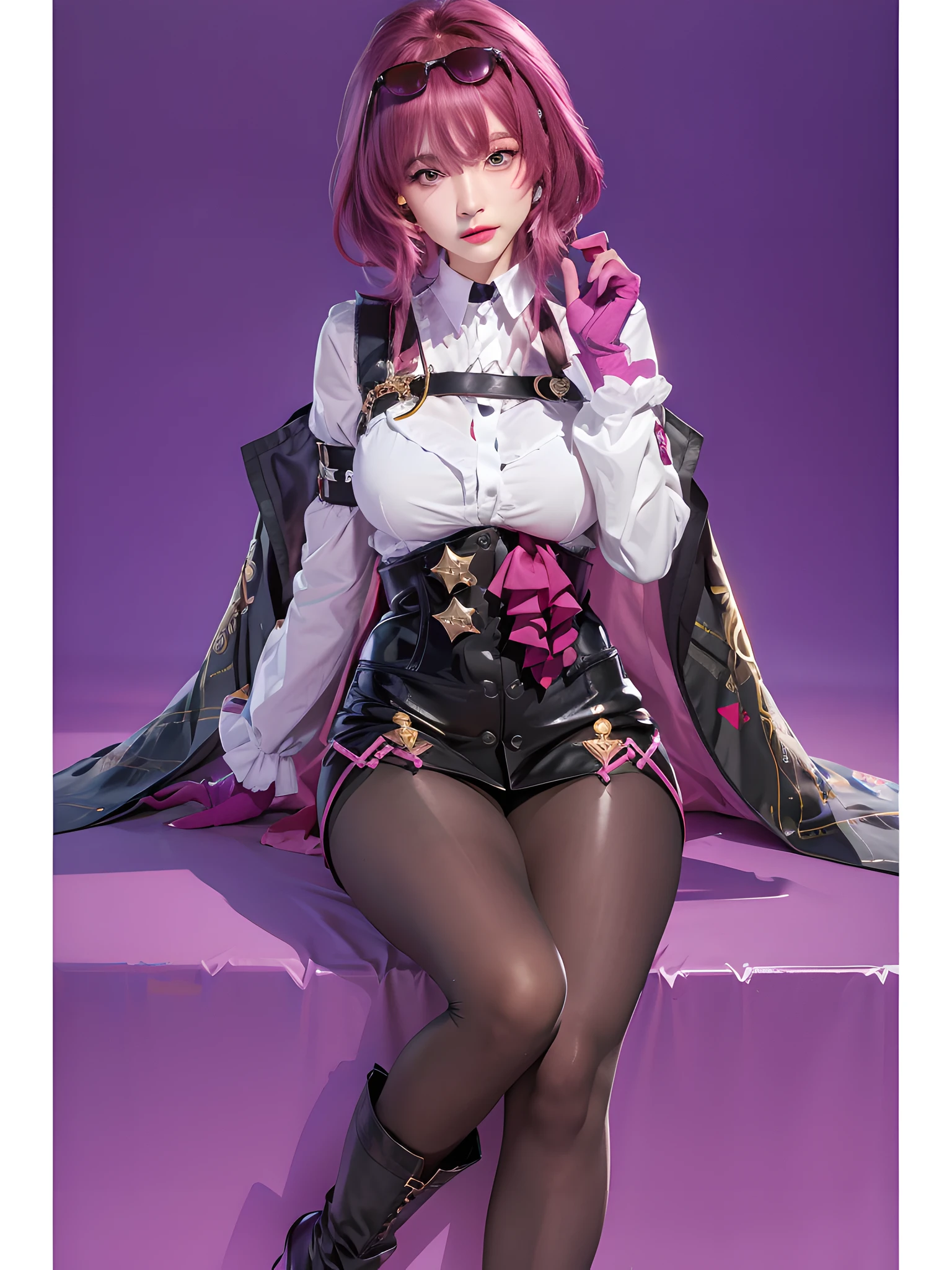 (photorealistic:1.4), best quality, masterpiece, ultra high res, 1girl, (detailed face:1.2), (detailed eyes:1.2), (detailed hair:1.2), (detailed clothes:1.2), 4k, (detailed color:1.2), amaranth pink hair,