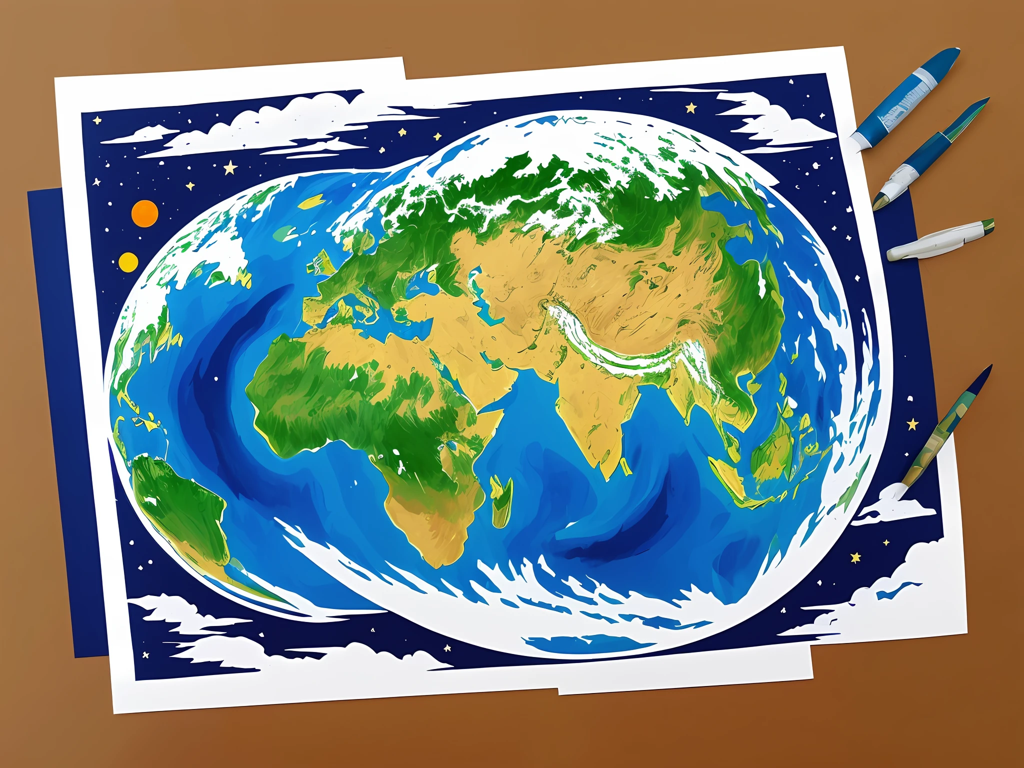 (((masterpiece))),best quality, illustration, earth, water ,fire, wind , space , paper_cut,