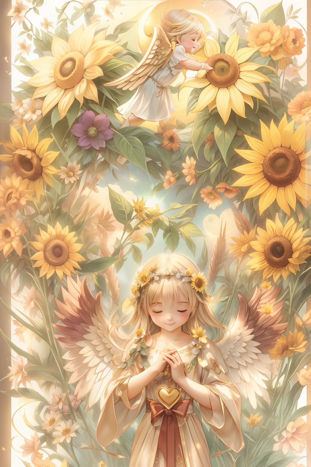 Blessings of Angels、fullmoon、Baby Angel、Sun flower、heart mark、tenderness、A smile、Gentle、Eyes open