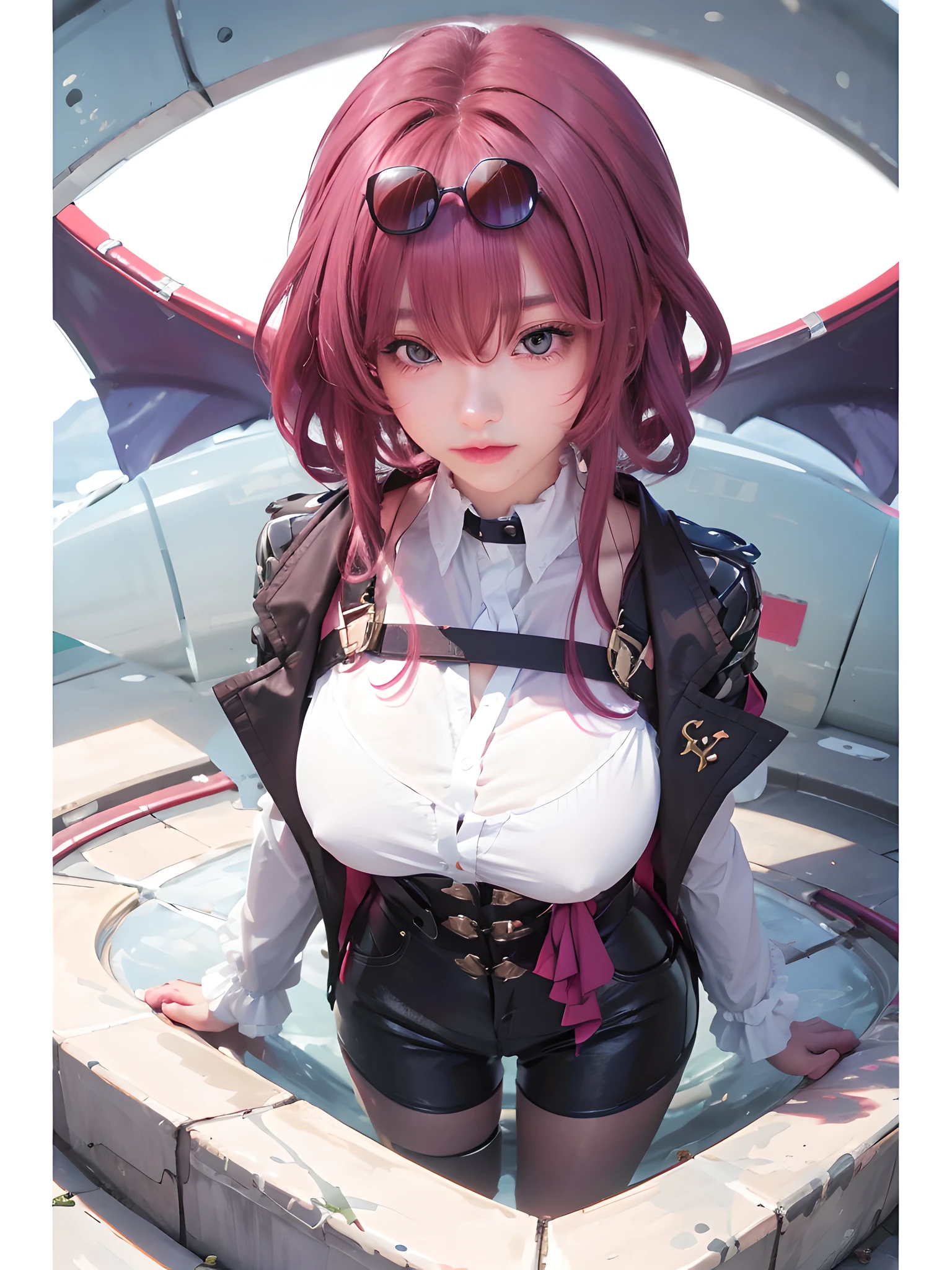 (photorealistic:1.4), best quality, masterpiece, ultra high res, 1girl, (detailed face:1.2), (detailed eyes:1.2), (detailed hair:1.2), (detailed clothes:1.2), 4k, (detailed color:1.2), amaranth pink hair,