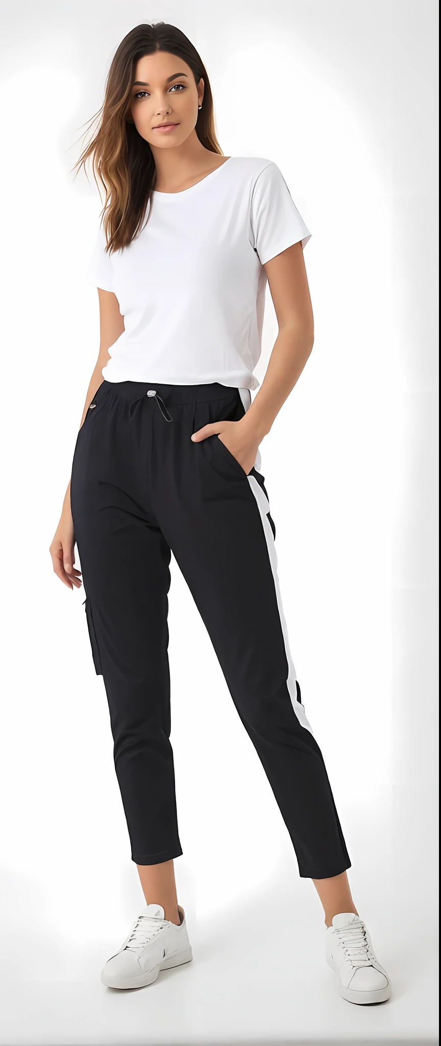 A beautiful woman in a white top and black pants posing for a photo, wearing tight cargo pants, cargo pants, pants of clothes pants pants pants pants clothing pants black jeans extremely tight, pants clothes pants clothes jeans black, black pants, pants clothes clothes jeans, pants clothes clothes jeans, jeans, garments, Pants, garments, Pants, garments, pants, clothing, jeans and t-shirt, com dois bolsos frontais, wearing pants and a t-shirt, pants clothes pants clothes jeans black, cintura fina, clothes clothes jeans jeans clothes jeans clothes jeans jeans clothes jeans clothes jeans clothes jeans clothes jeans clothes jeans clothes jeans clothes jeans, cintura magra e quadris grossos