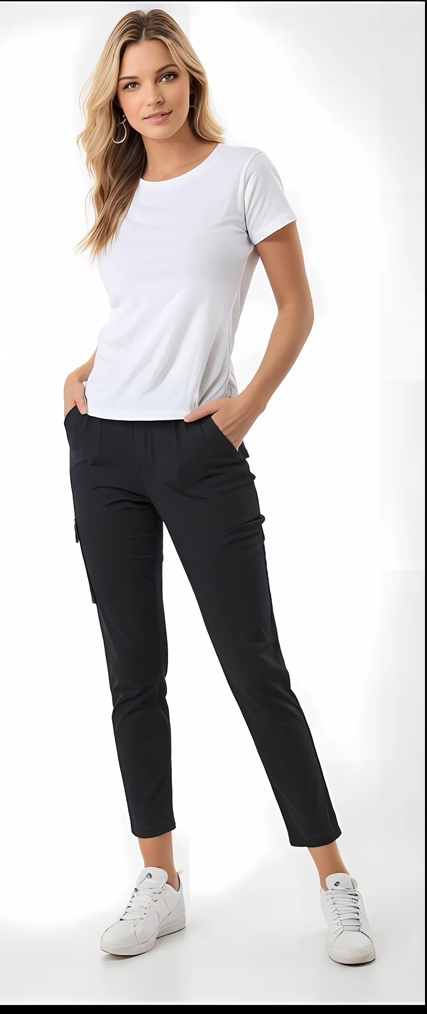 A beautiful woman in a white top and black pants posing for a photo, wearing tight cargo pants, cargo pants, pants of clothes pants pants pants pants clothing pants black jeans extremely tight, pants clothes pants clothes jeans black, black pants, pants clothes clothes jeans, pants clothes clothes jeans, jeans, garments, Pants, garments, Pants, garments, pants, clothing, jeans and t-shirt, com dois bolsos frontais, wearing pants and a t-shirt, pants clothes pants clothes jeans black, cintura fina, clothes clothes jeans jeans clothes jeans clothes jeans jeans clothes jeans clothes jeans clothes jeans clothes jeans clothes jeans clothes jeans clothes jeans, cintura magra e quadris grossos