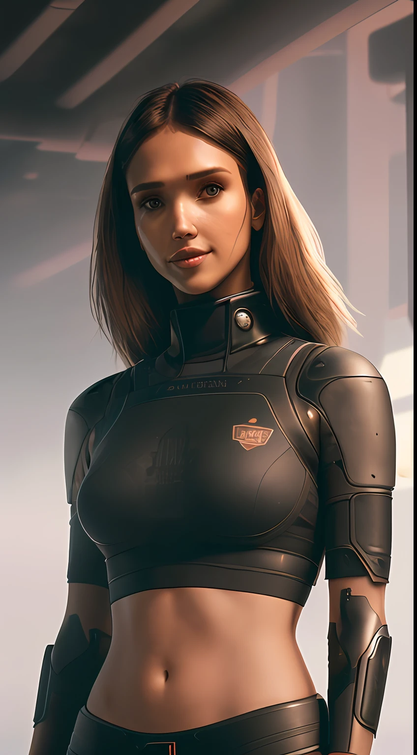 Copy extremely detailed masterpiece:1. 2), (best quality:1. 2), (intricate details:1. 1), (photorealistic:1. 4), RAW, Ultra High Resolution, cybernetic biochemical cyberpunk 1girl, (((Jessica Alba ))), looking at viewer, orange, (crop top:1. 8), (skinny, flat chest, small breasts, abs, toned:1. 5) sharp chine, fine details, fine-face, pretty face, (mechanical parts:1. 5)smoke, complex, neotokyo, synthwave, aesthetics, ((standing outside in snowy city street)), stunning modern urban upscale environment, ultra realistic, concept art, elegant, highly detailed, intricate, sharp focus, depth of field, f/1. 8, 85mm, medium shot, mid shot, (centered image composition), (professionally color graded), ((bright soft diffused light)), volumetric fog, trending on instagram, trending on tumblr, hdr 4k, 8k